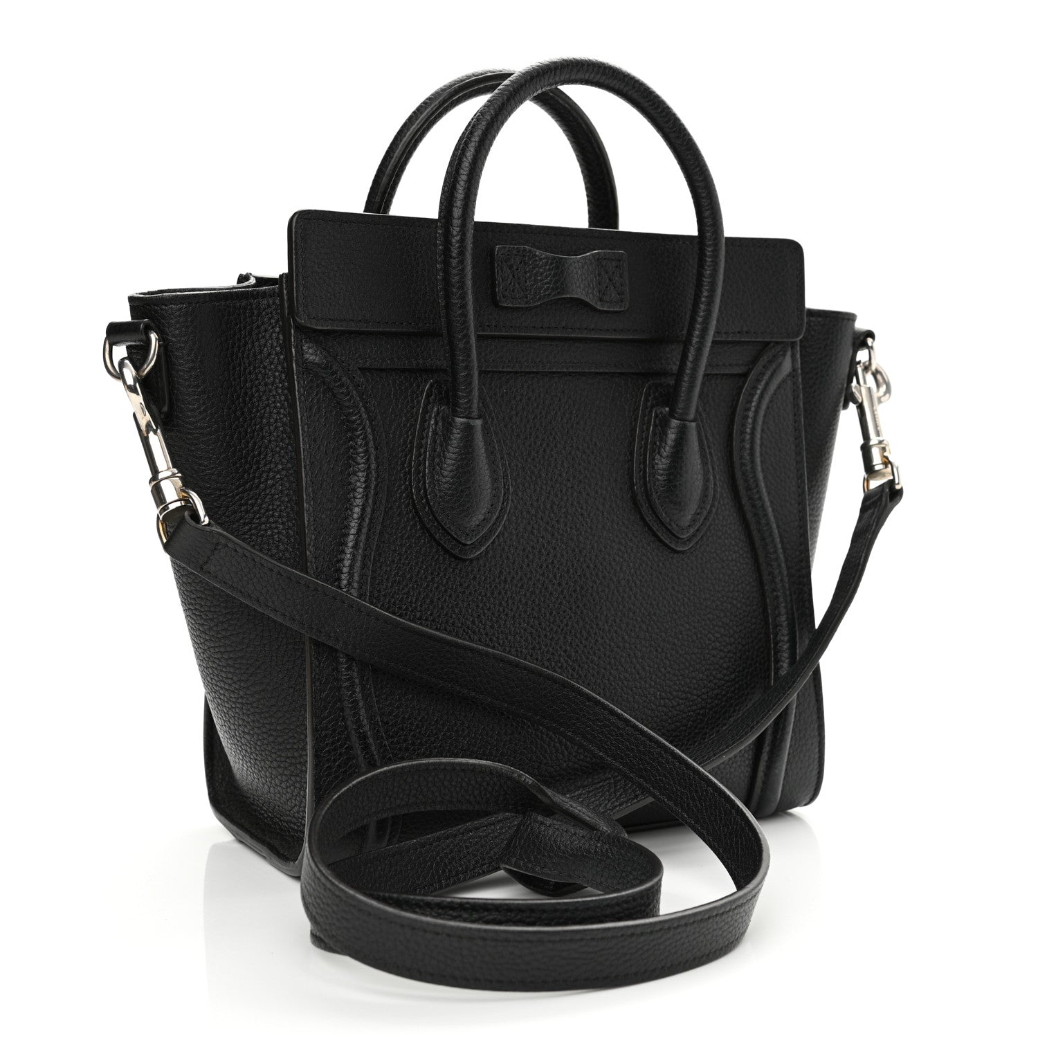 Celine Drummed Calfskin Nano Luggage Black 3 of 12
