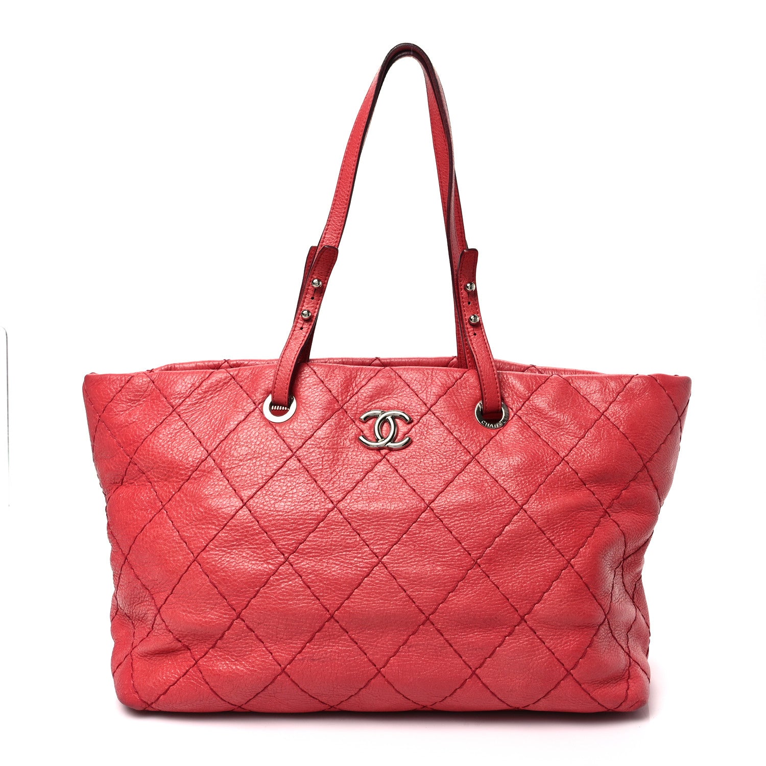 Chanel Glazed Calfskin Large On The Road Tote Red 1 of 8