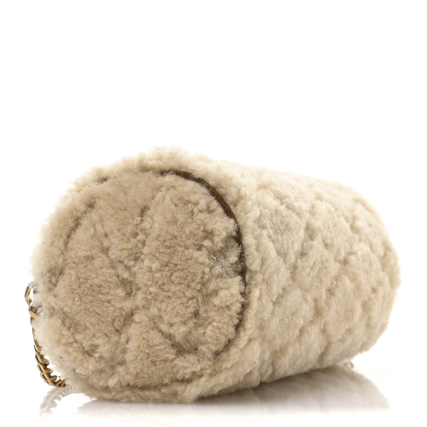 Shearling Monogram Mini Sade Tube Bag Natural