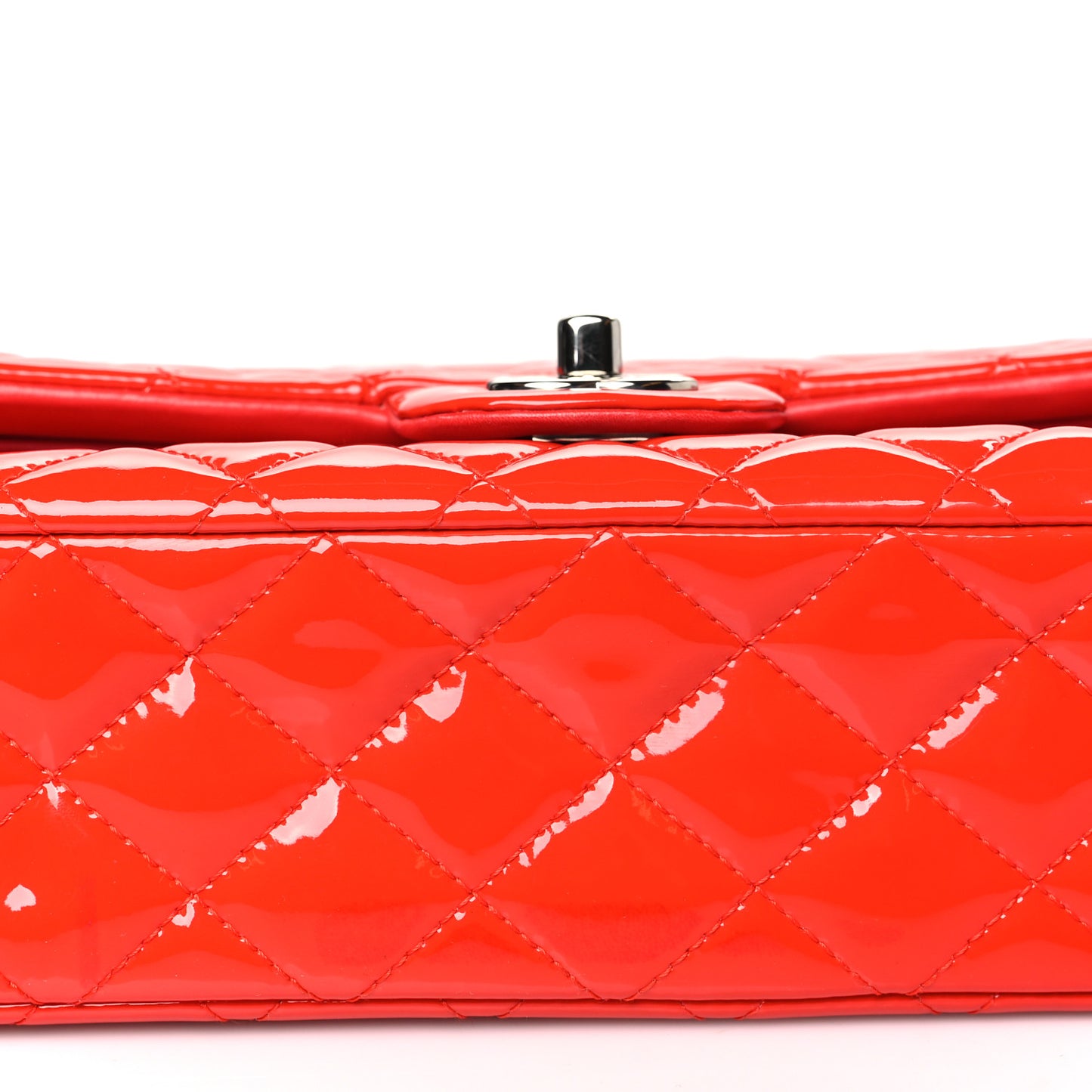 Patent Quilted Medium Double Flap Red