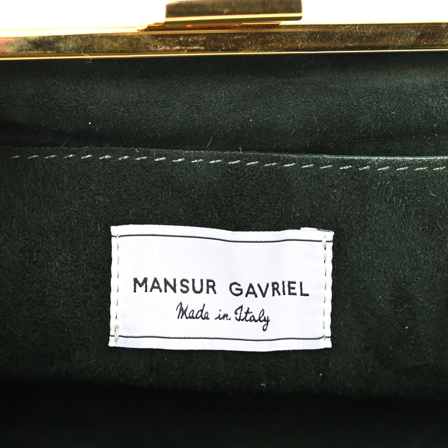 Suede Volume Chain Clutch Dark Green