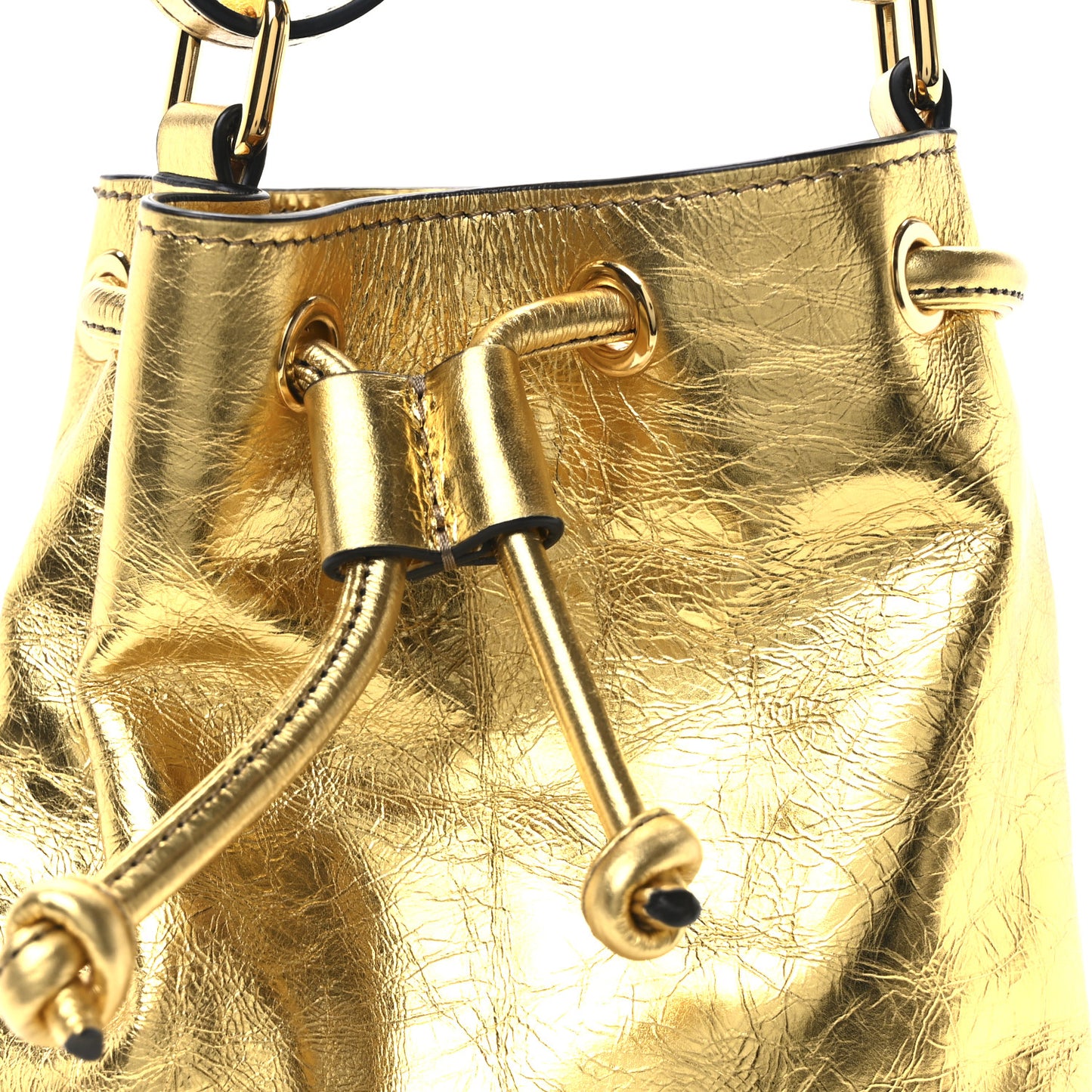 Metallic Calfskin Cecilia Small Bucket Bag Gold