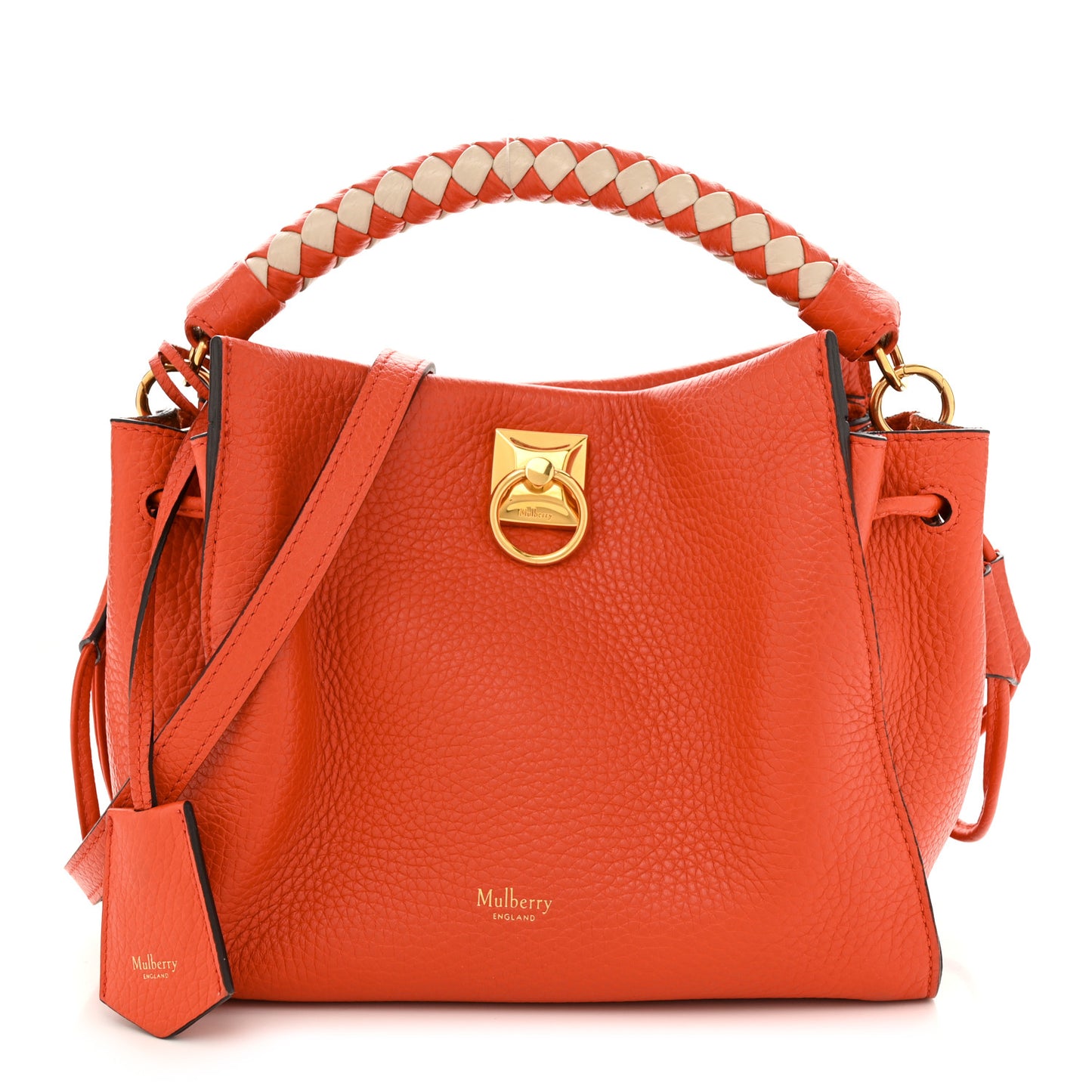 Heavy Grain Small Iris Tote Coral Orange