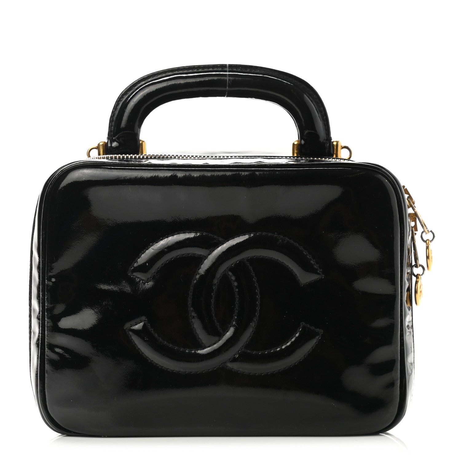Chanel Patent CC Vanity Cosmetic Case Black 1 of 9