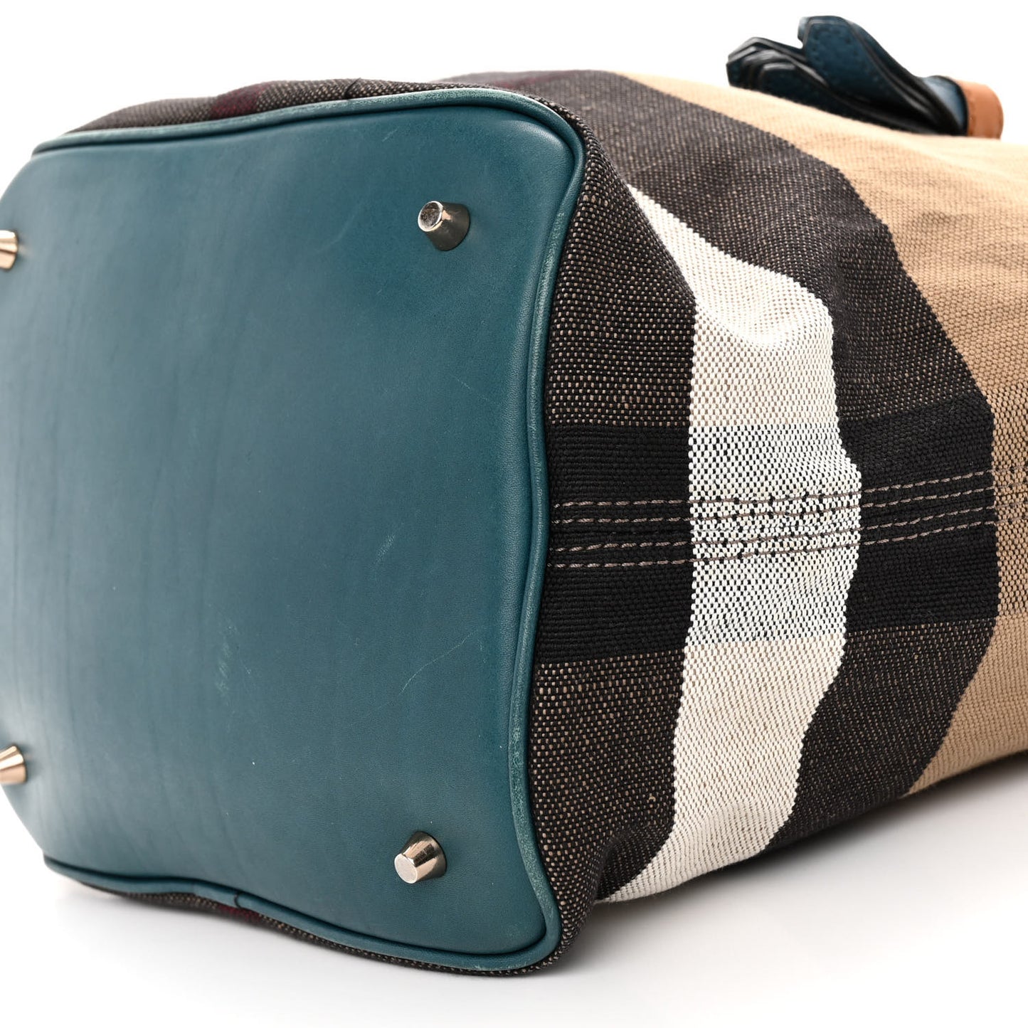 Grainy Calfskin Canvas Mega Check Medium Ashby Tassel Hobo Blue