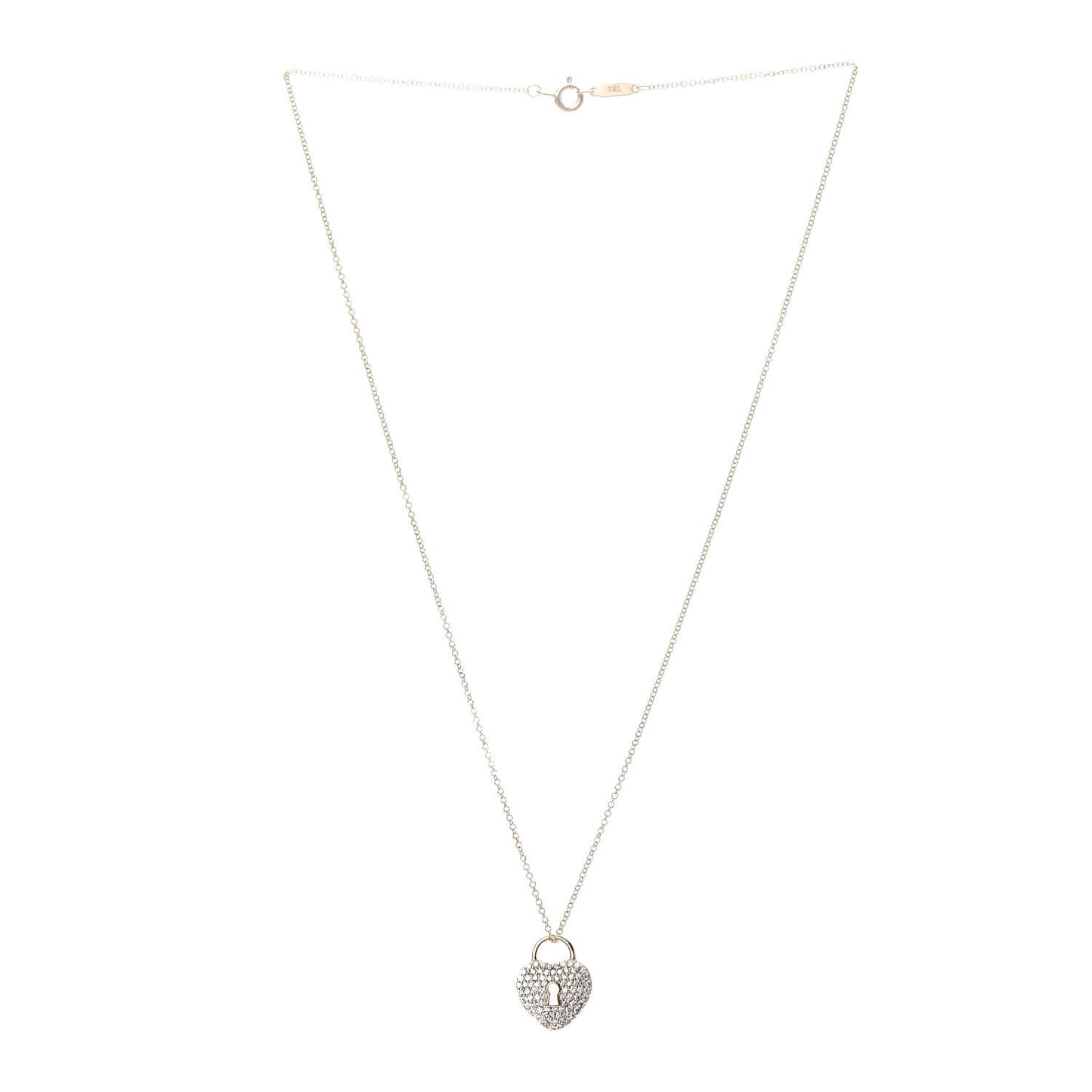 18K Rose Gold Diamond Heart Lock Pendant Necklace