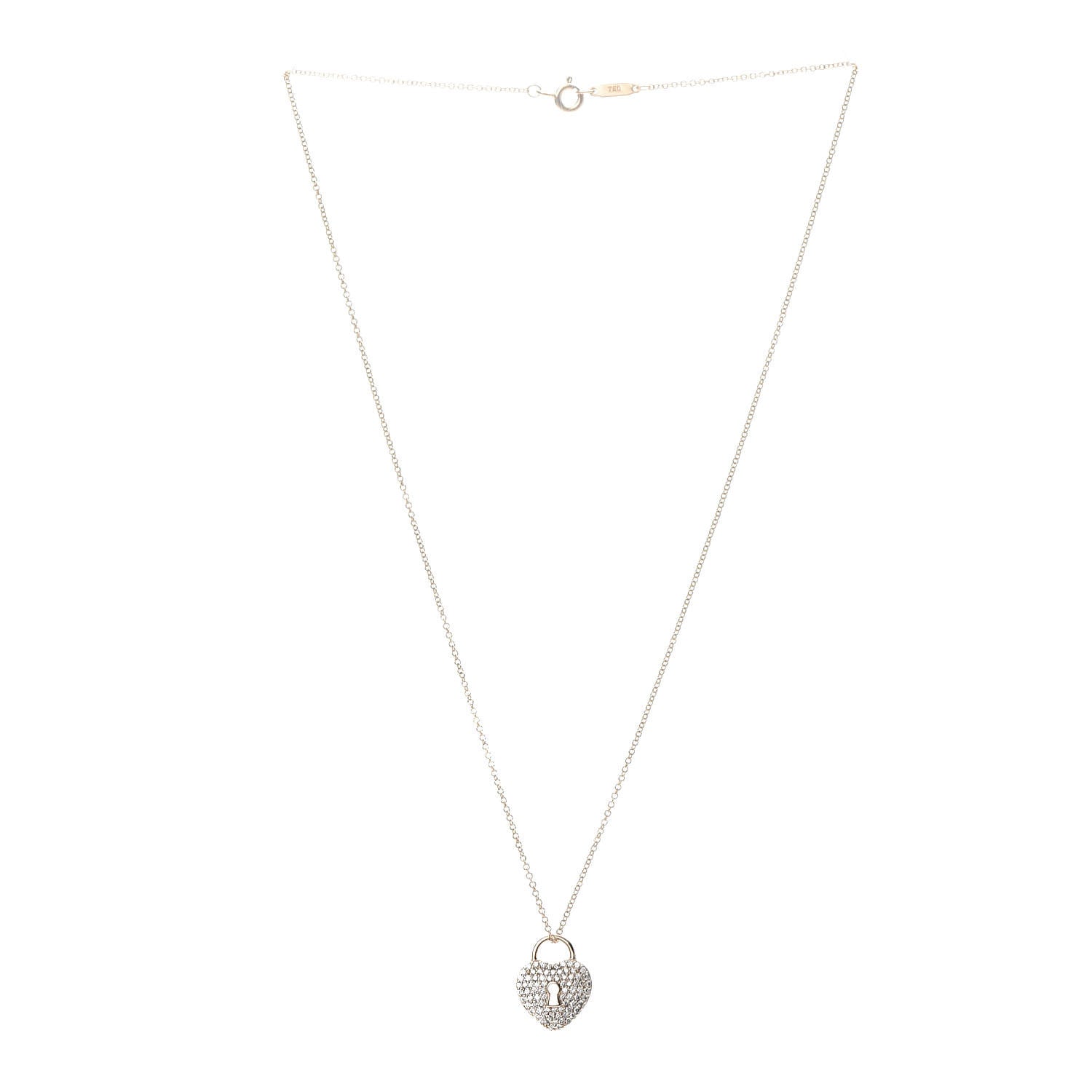Tiffany 18K Rose Gold Diamond Heart Lock Pendant Necklace 3 of 8