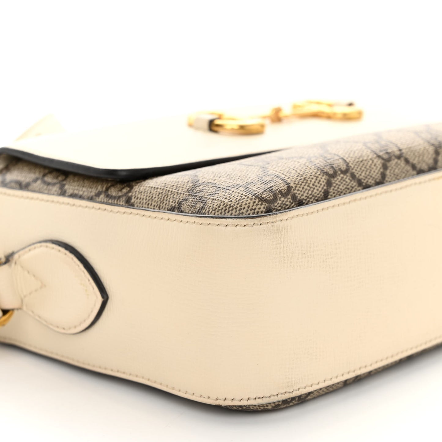 GG Supreme Monogram Small Horsebit 1955 Shoulder Bag Beige Mystic White