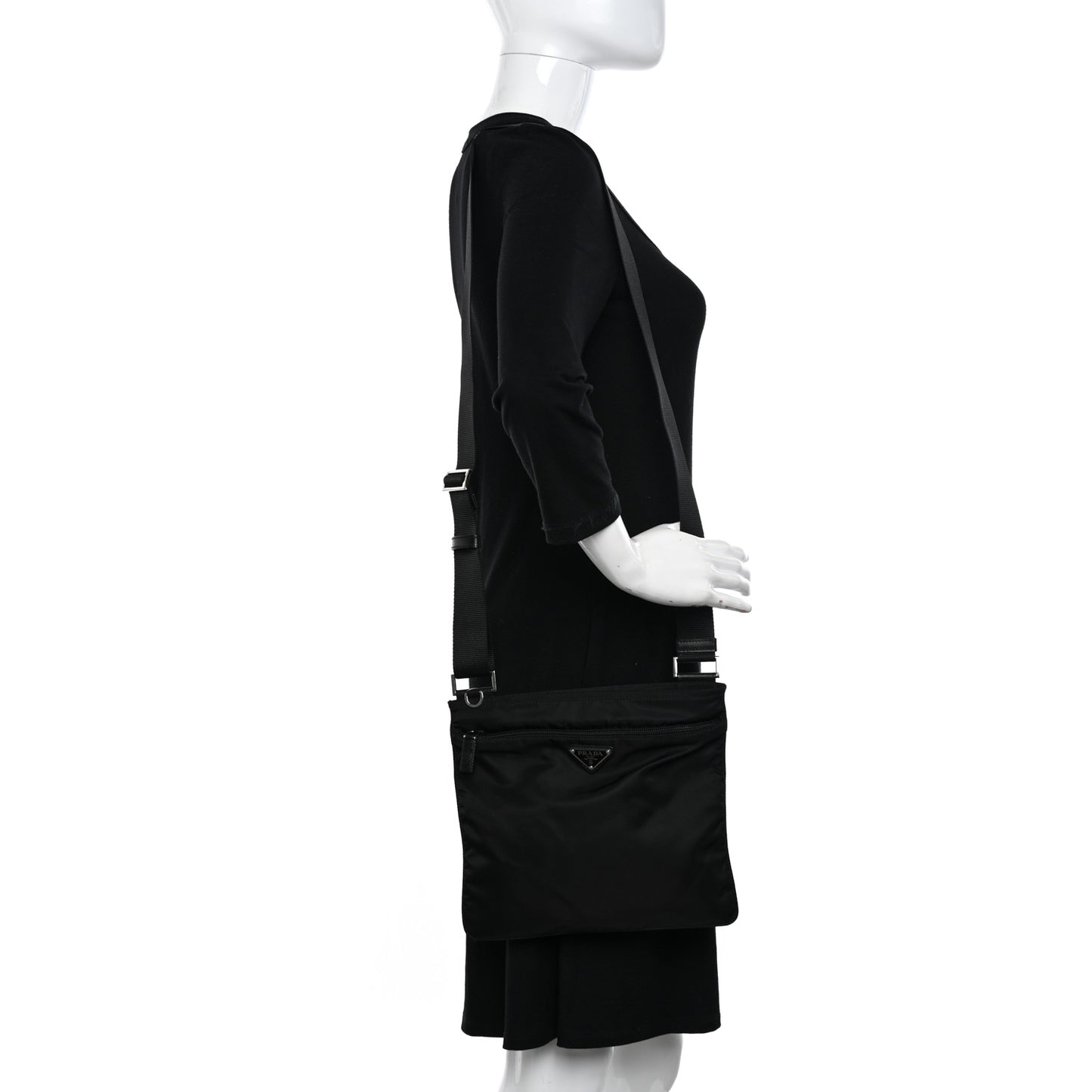 Nylon Vela Flat Messenger Bag Black