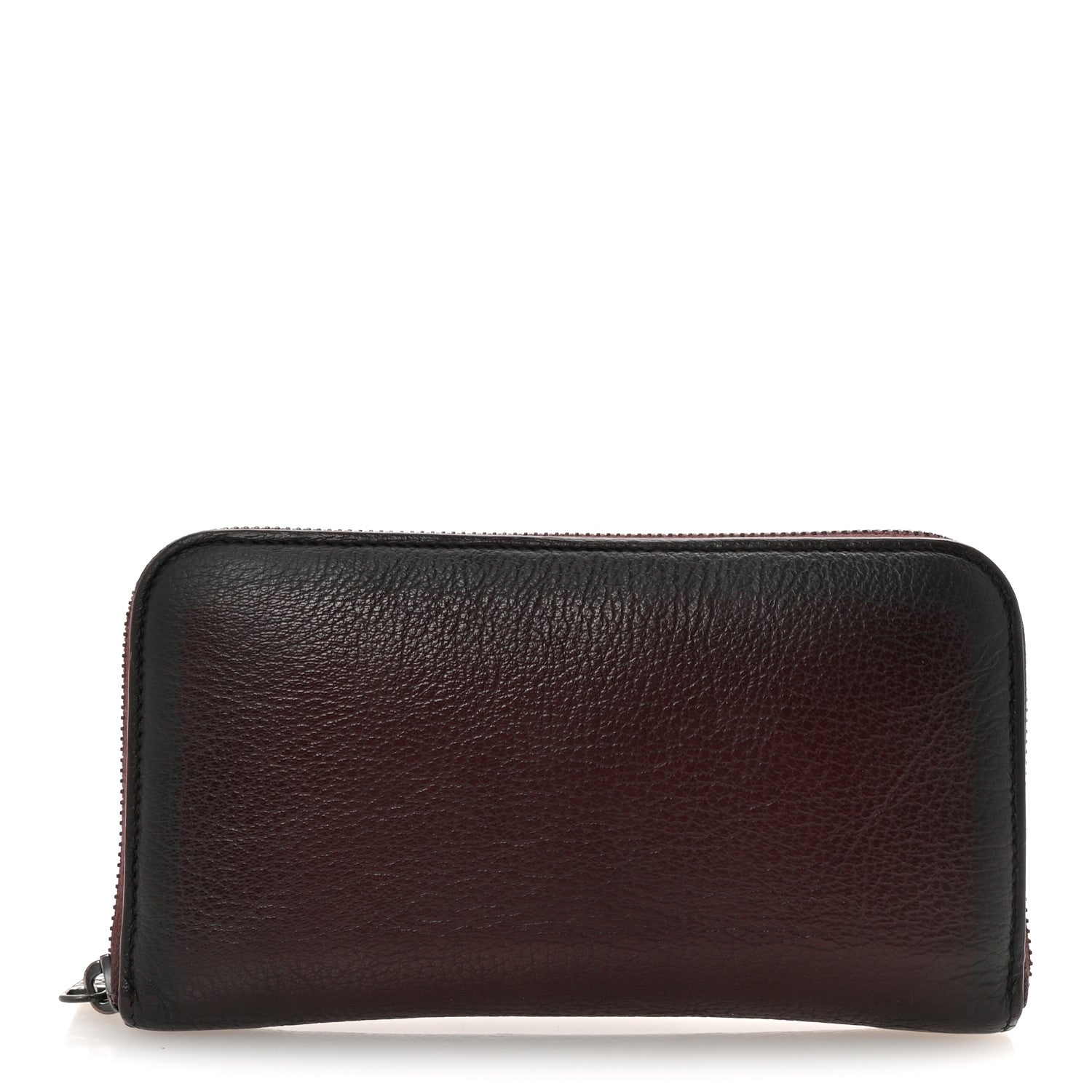 Bottega Veneta Grained Calfskin Zip Around Wallet Burgundy Black