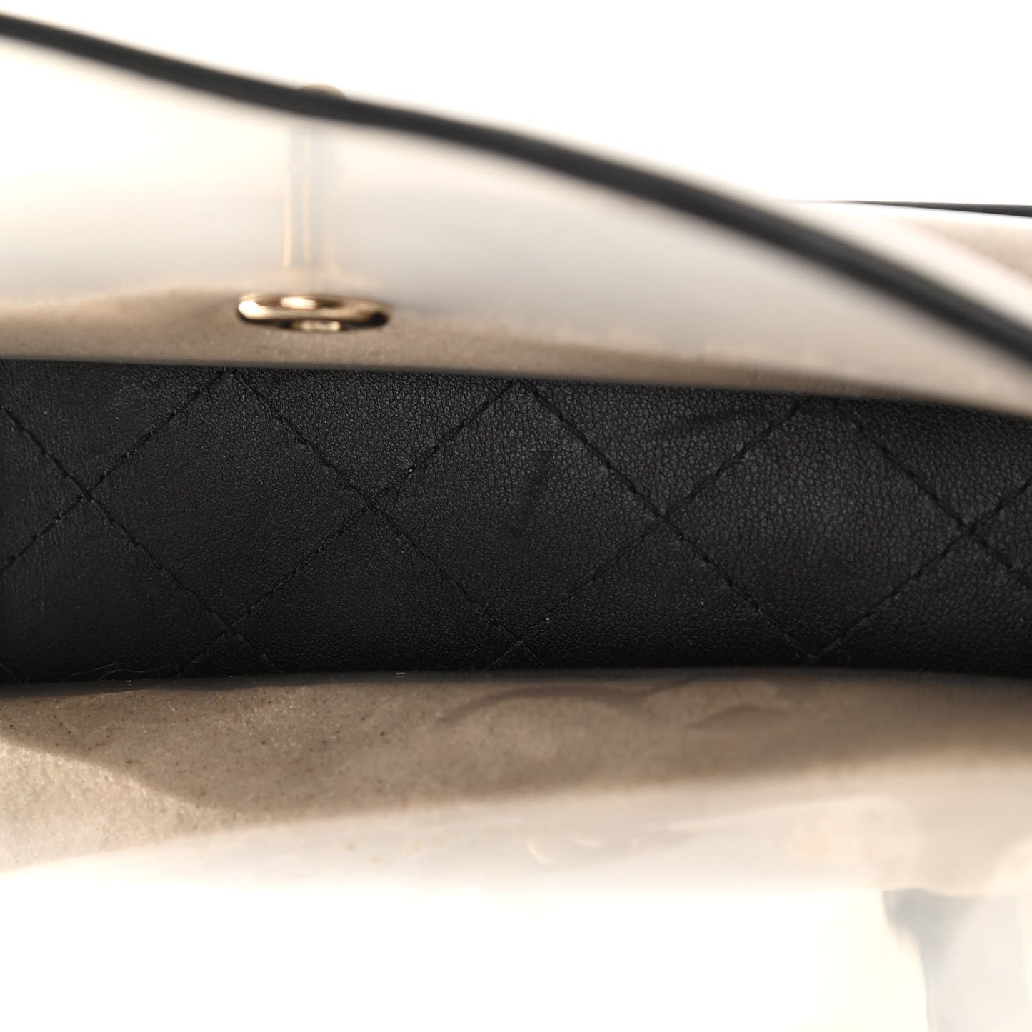 Lambskin PVC Sand By The Sea Flap With Pearl Strap Black