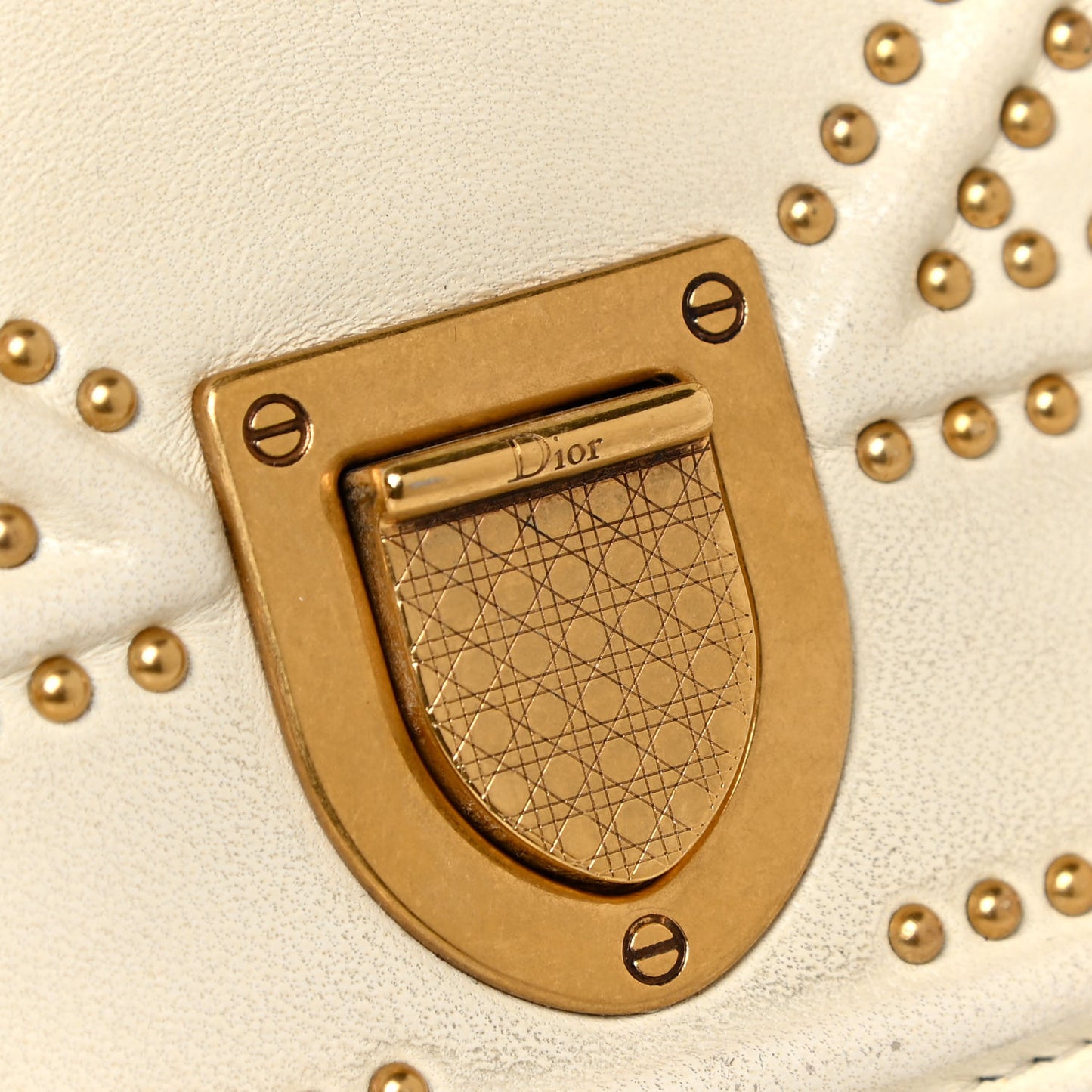 Lambskin Studded Medium Diorama Flap Bag Latte