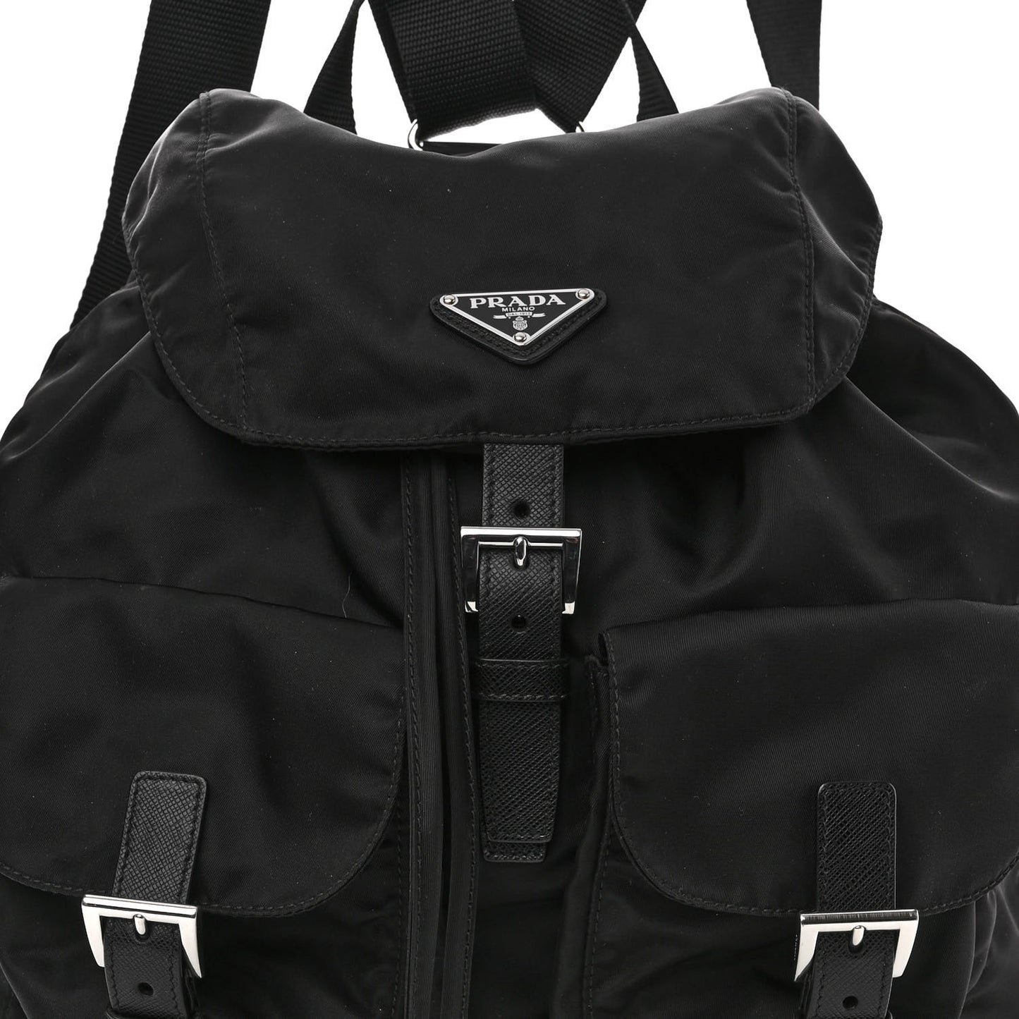 Tessuto Nylon Saffiano Medium Backpack Black
