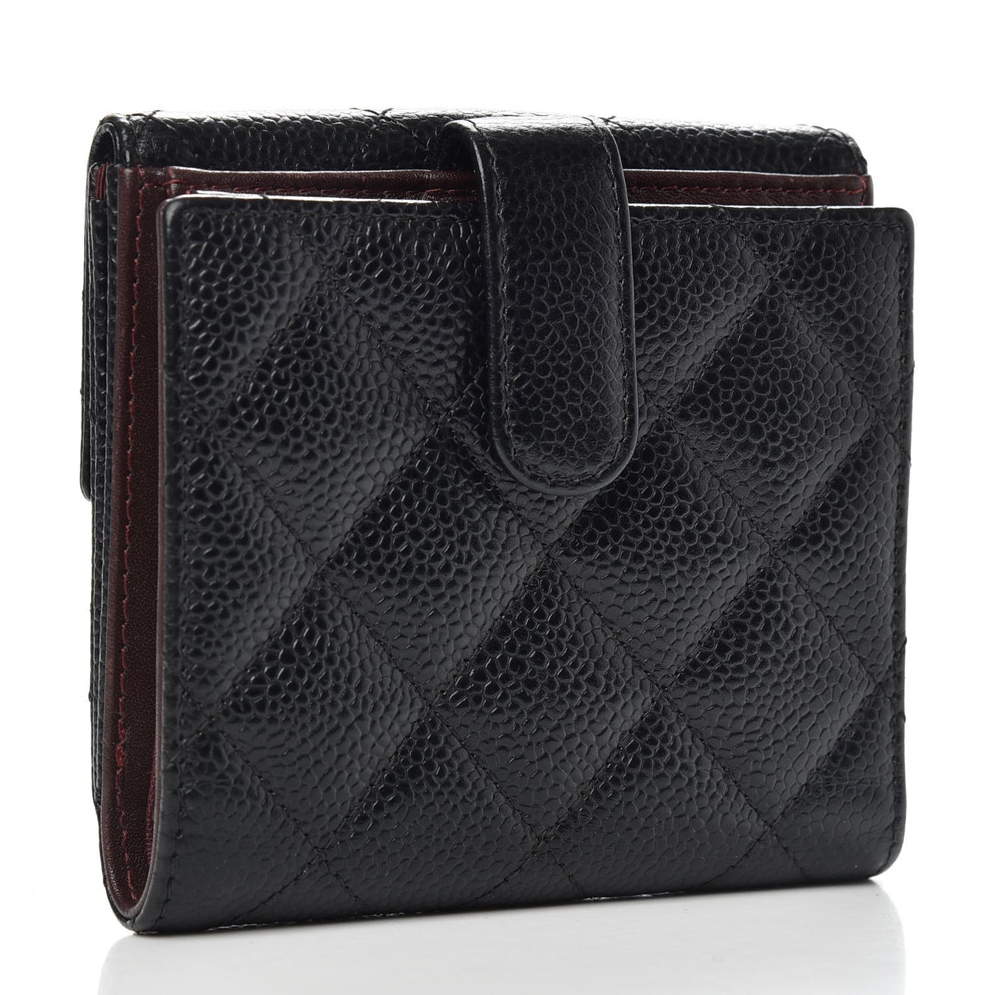 Caviar Quilted Compact French Flap Wallet Black