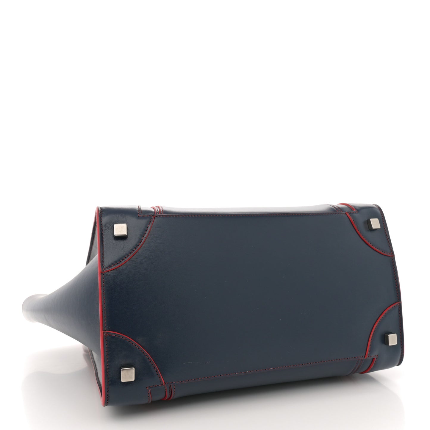 Satin Debossed Calfskin Mini Luggage Navy Blue