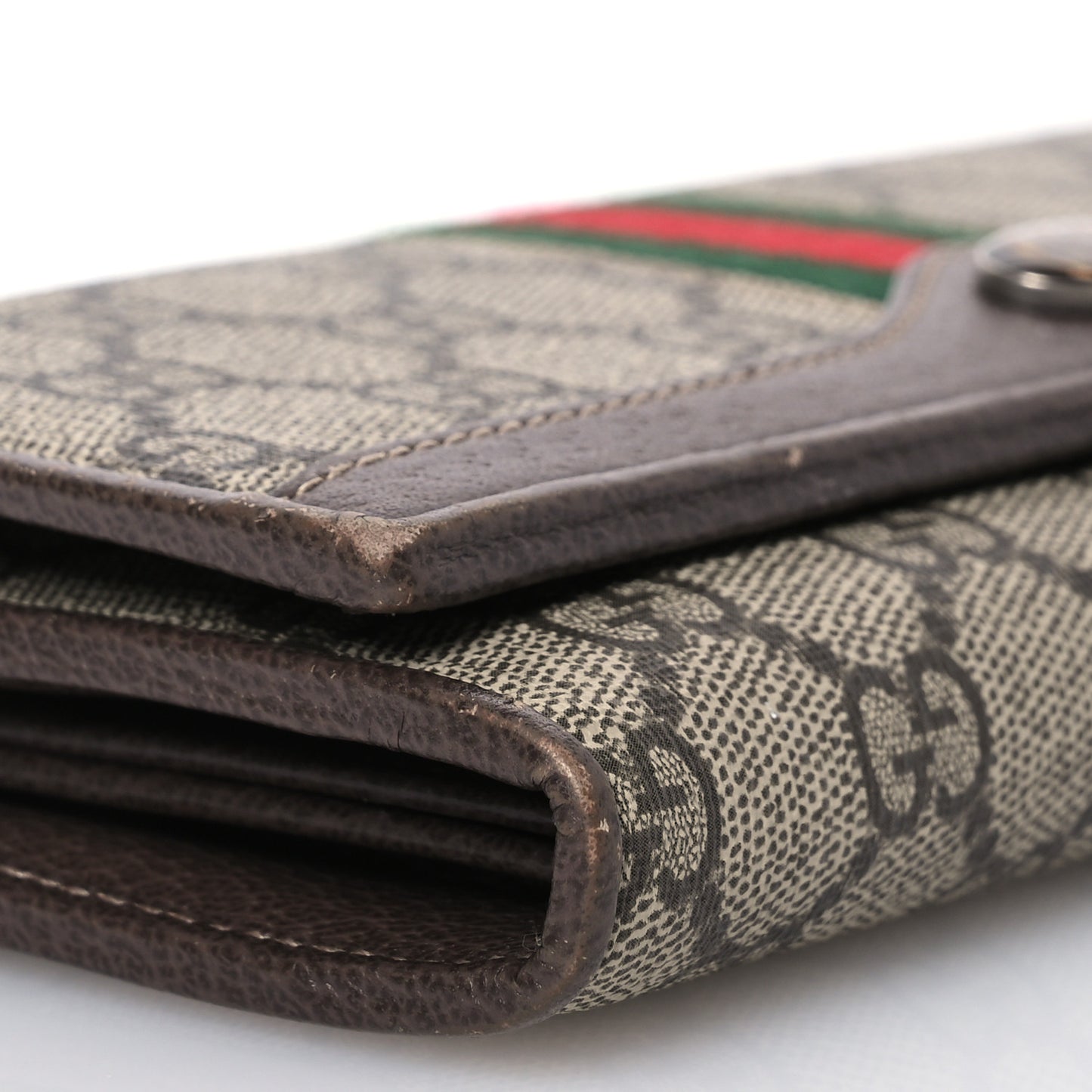 GG Supreme Monogram Web Ophidia Wallet On Chain Brown