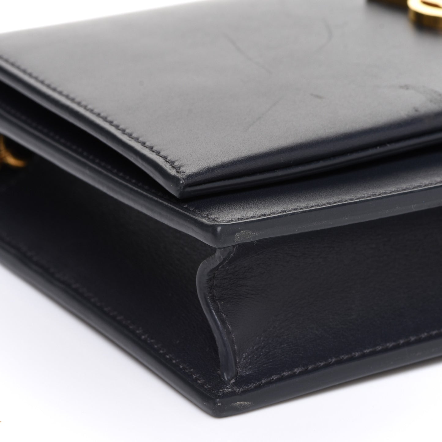 Smooth Calfskin Classic Monogram Kate Tassel Chain Wallet Marine