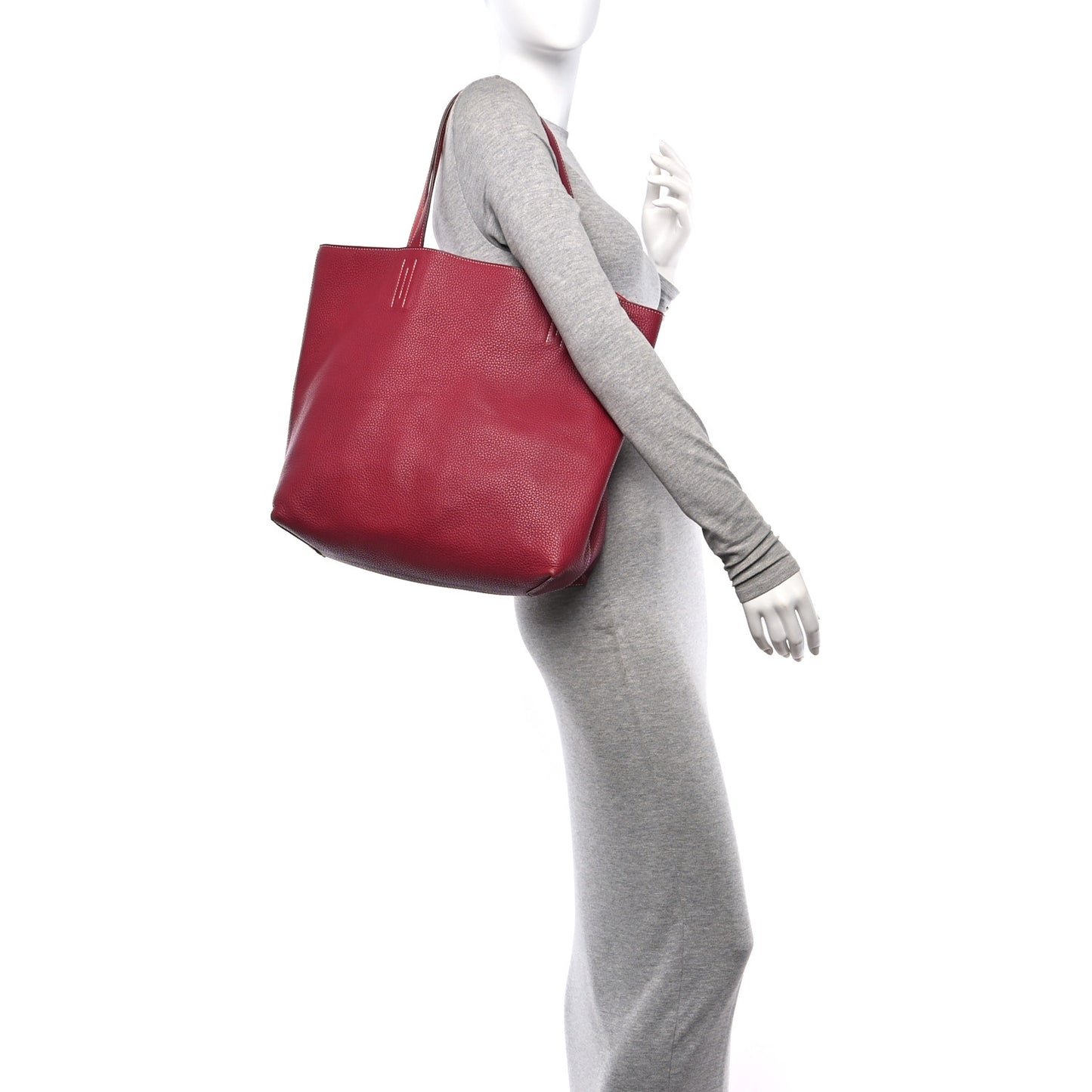 Taurillon Clemence Double Sens 45 Reversible Tote Rubis Bougainvillea