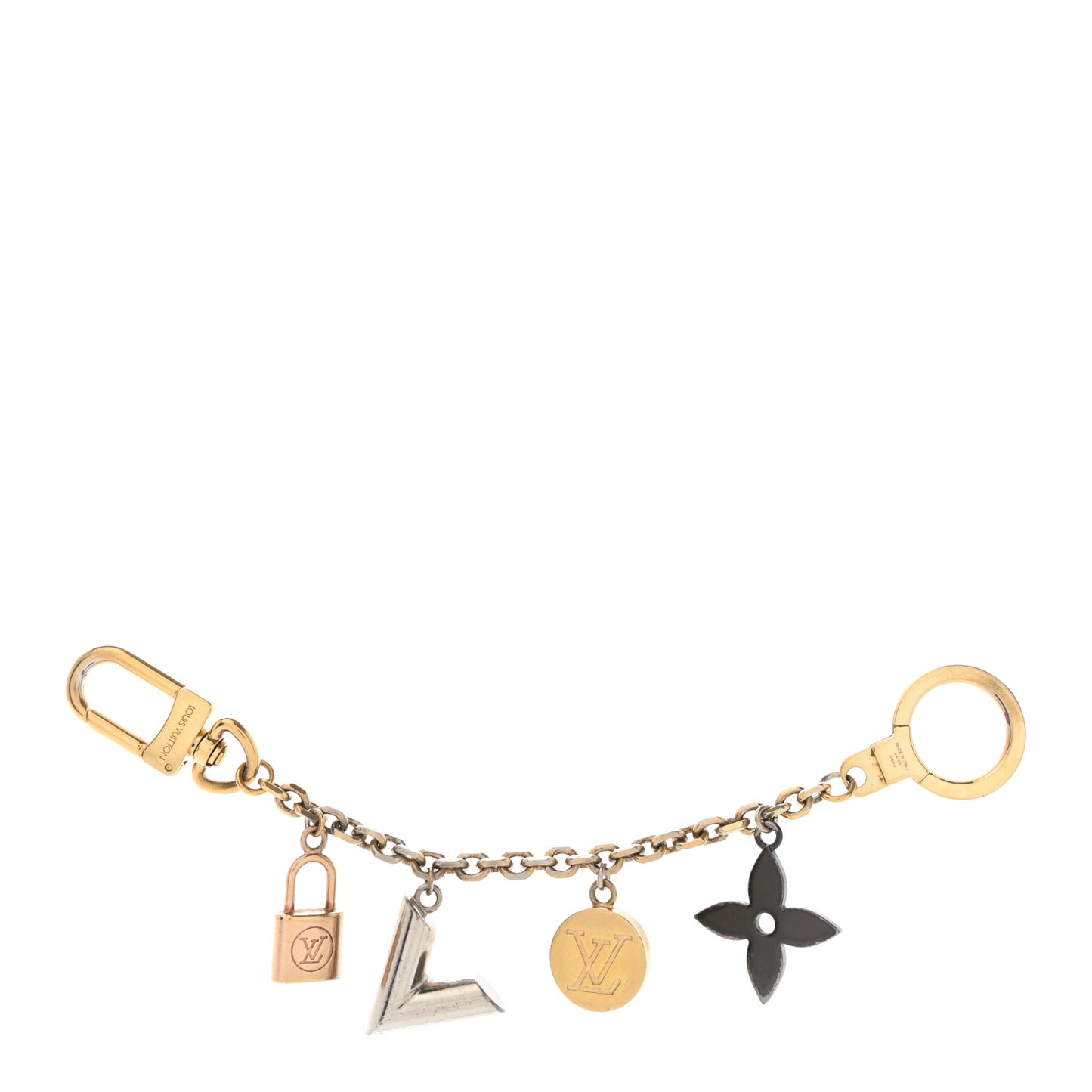 Metal Kaleido V Bag Chain Charm Gold