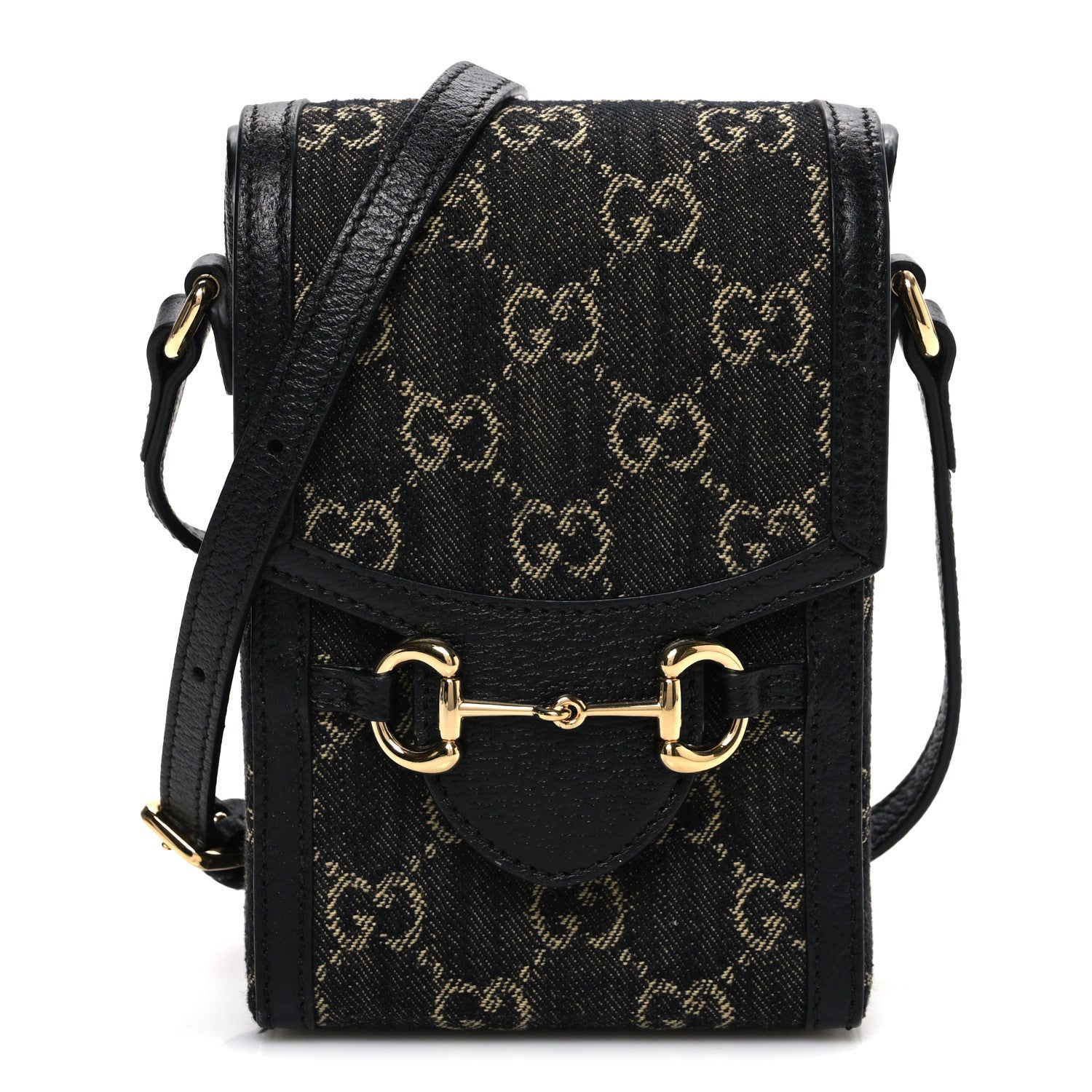 Gucci Jacquard Black Denim GG Monogram Textured Dollar Calfskin