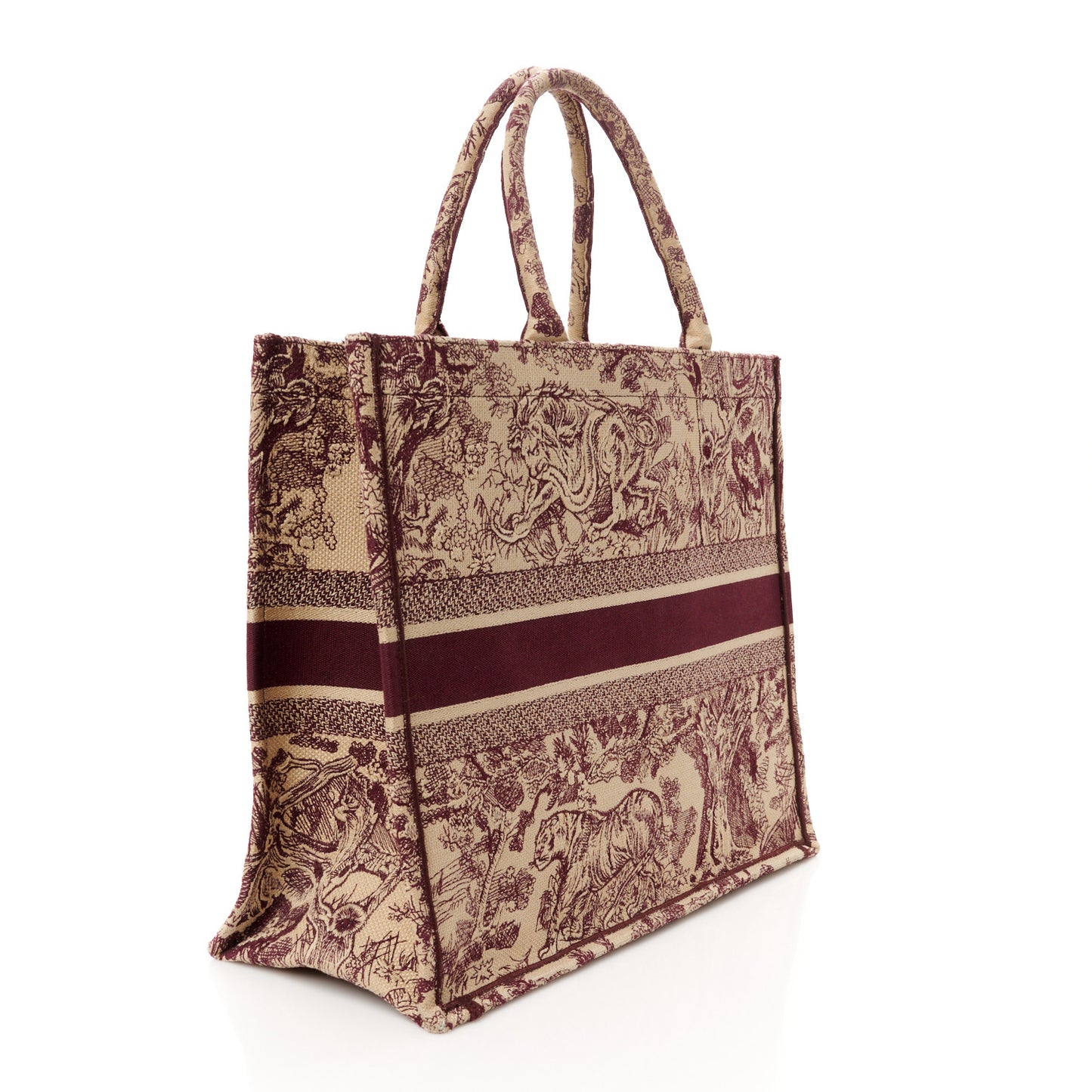 Canvas Embroidered Large Dioriviera Toile De Jouy Book Tote Burgundy