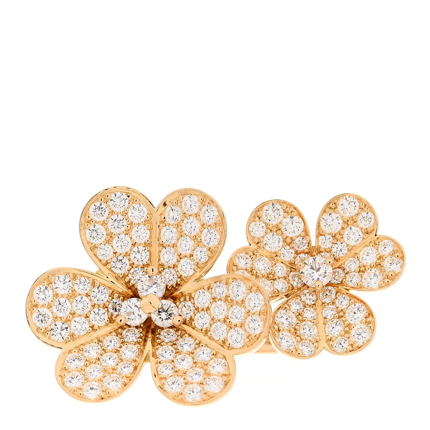 18K Yellow Gold Diamond Frivole Between The Finger Pave Ring 52 6