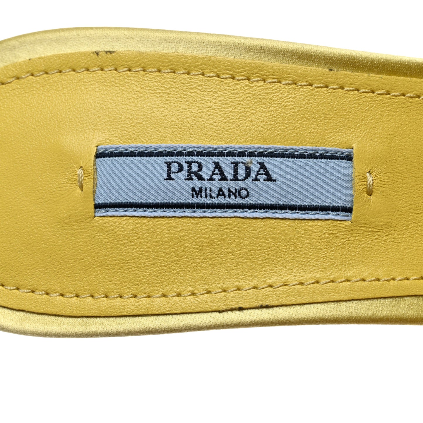 Satin Crystal Logo 85mm Slide Sandals 39 Ananas