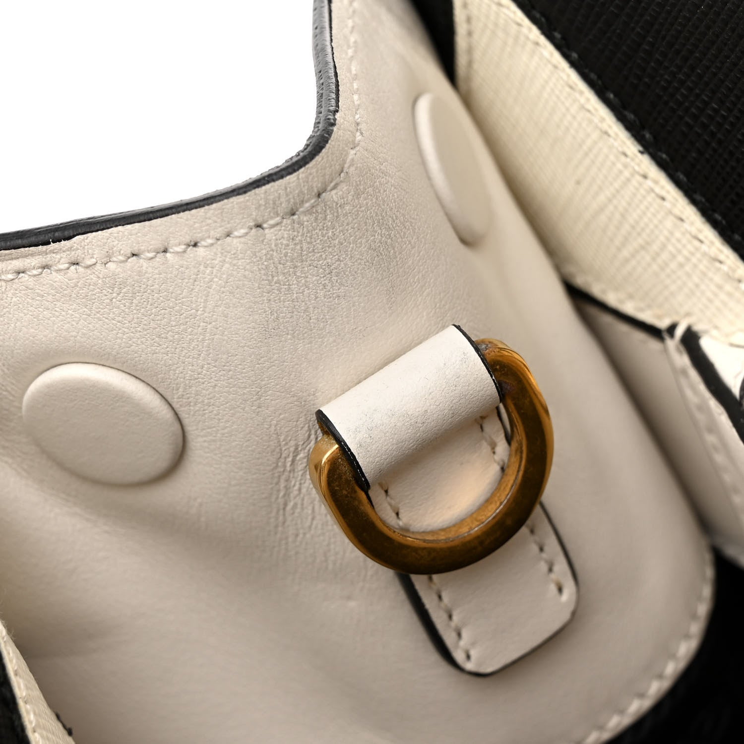 Prada Saffiano City Calfskin Greche Paradigme Bag White Black 12 of 20