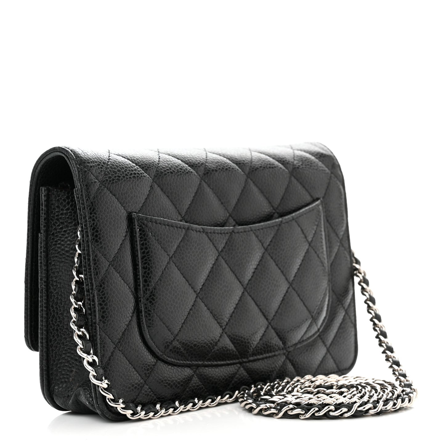Caviar Quilted Wallet on Chain WOC Black