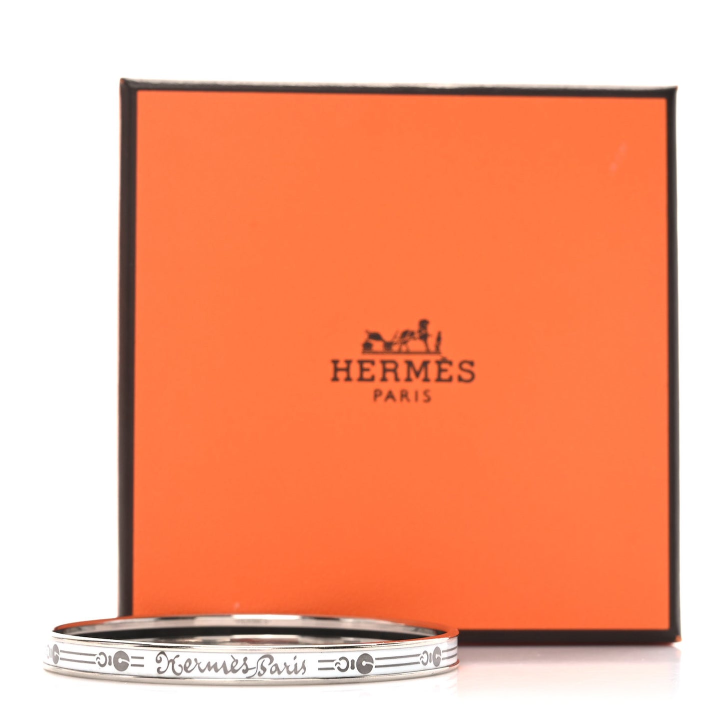 Enamel Printed Fantaisie d'Etriers Extra Narrow Bracelet White
