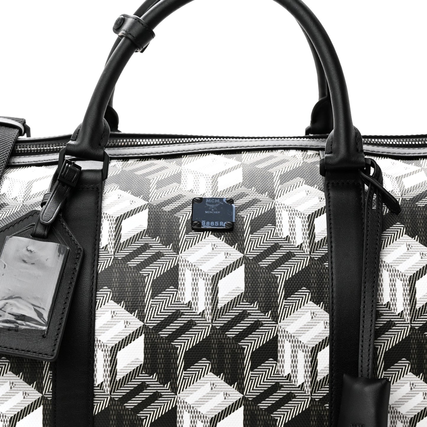 Cubic Monogram Large Traveler Weekender Bag Black White