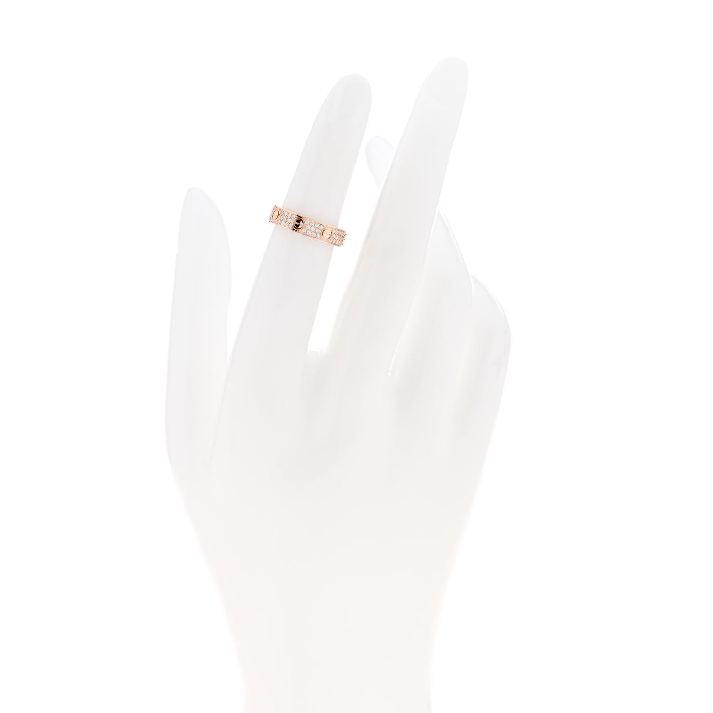 18K Pink Gold Diamond 4mm LOVE Wedding Paved Band Ring 47 4