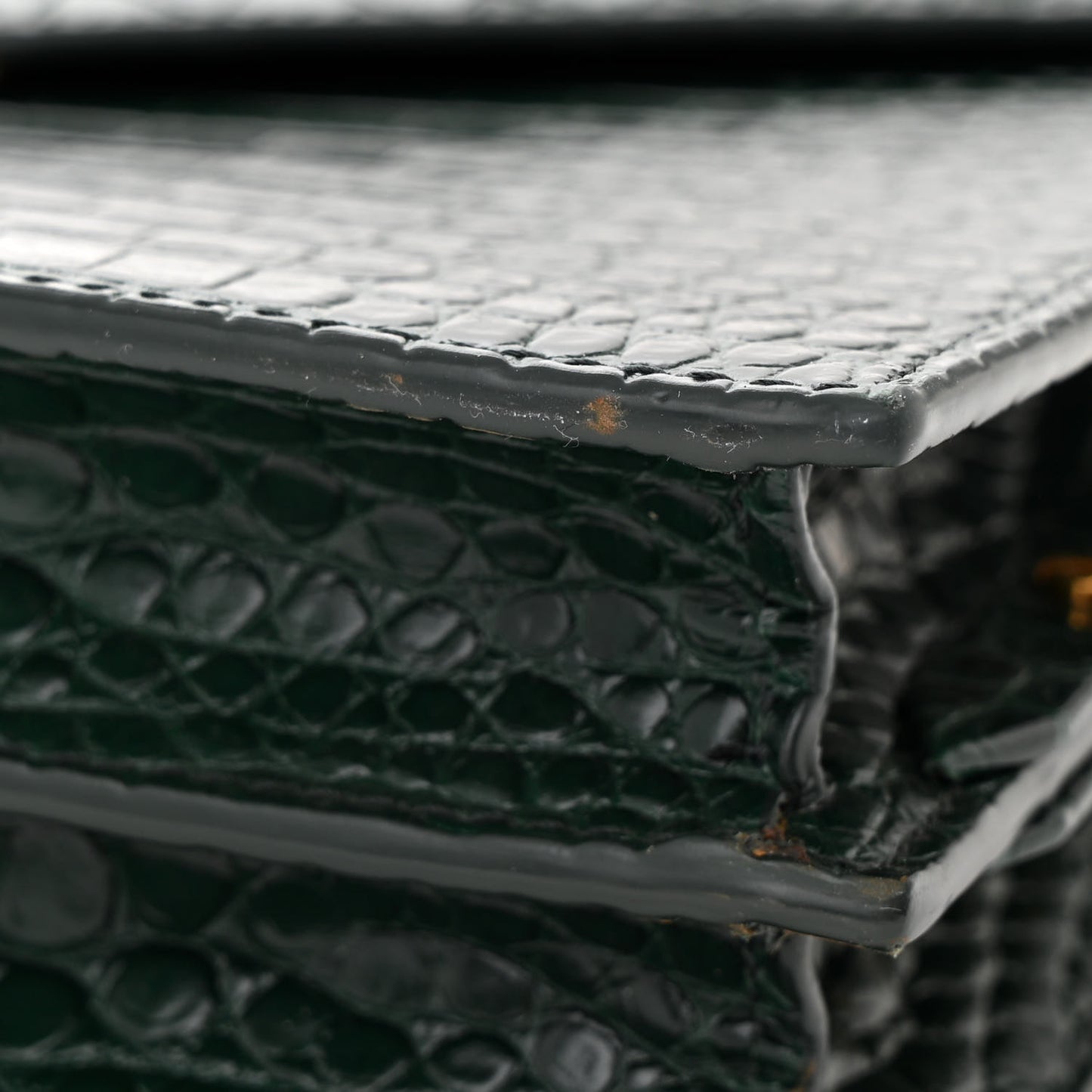 Calfskin Crocodile Embossed Monogram Cassandra Clasp Bag Dark Mint