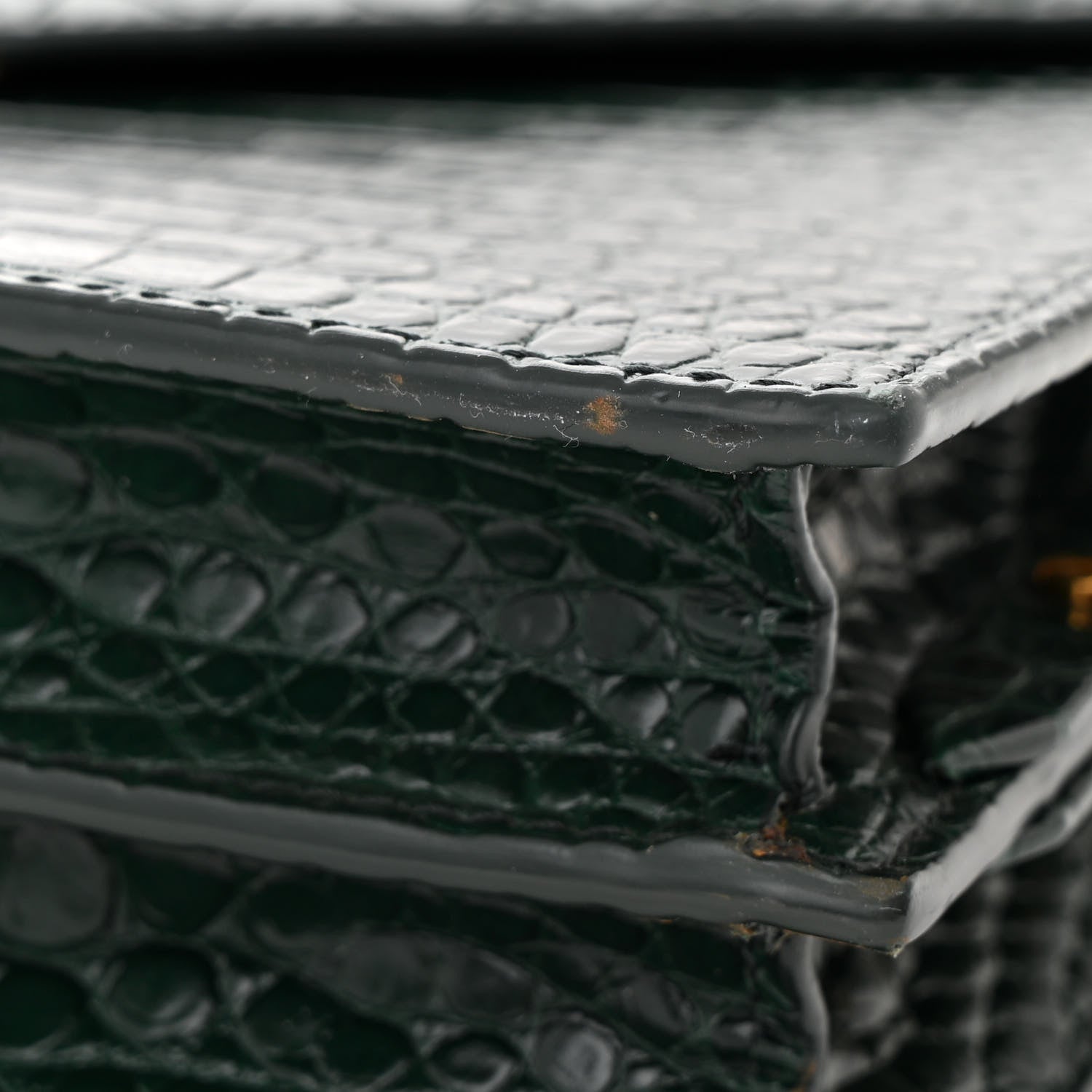 Saint Laurent Calfskin Crocodile Embossed Monogram Cassandra Clasp Bag Dark Mint 11 of 12