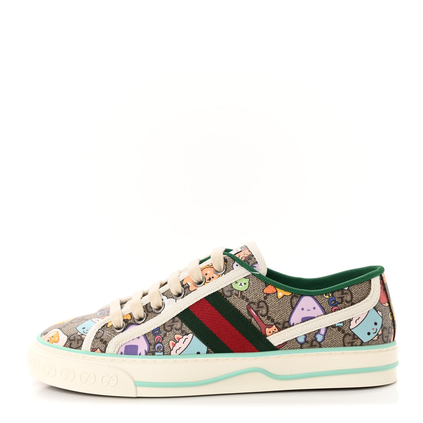 X PIKARAR GG Supreme Monogram Web Animal Print Womens 1977 Tennis Sneakers 37 Beige Ebony Multicolor Mystic White
