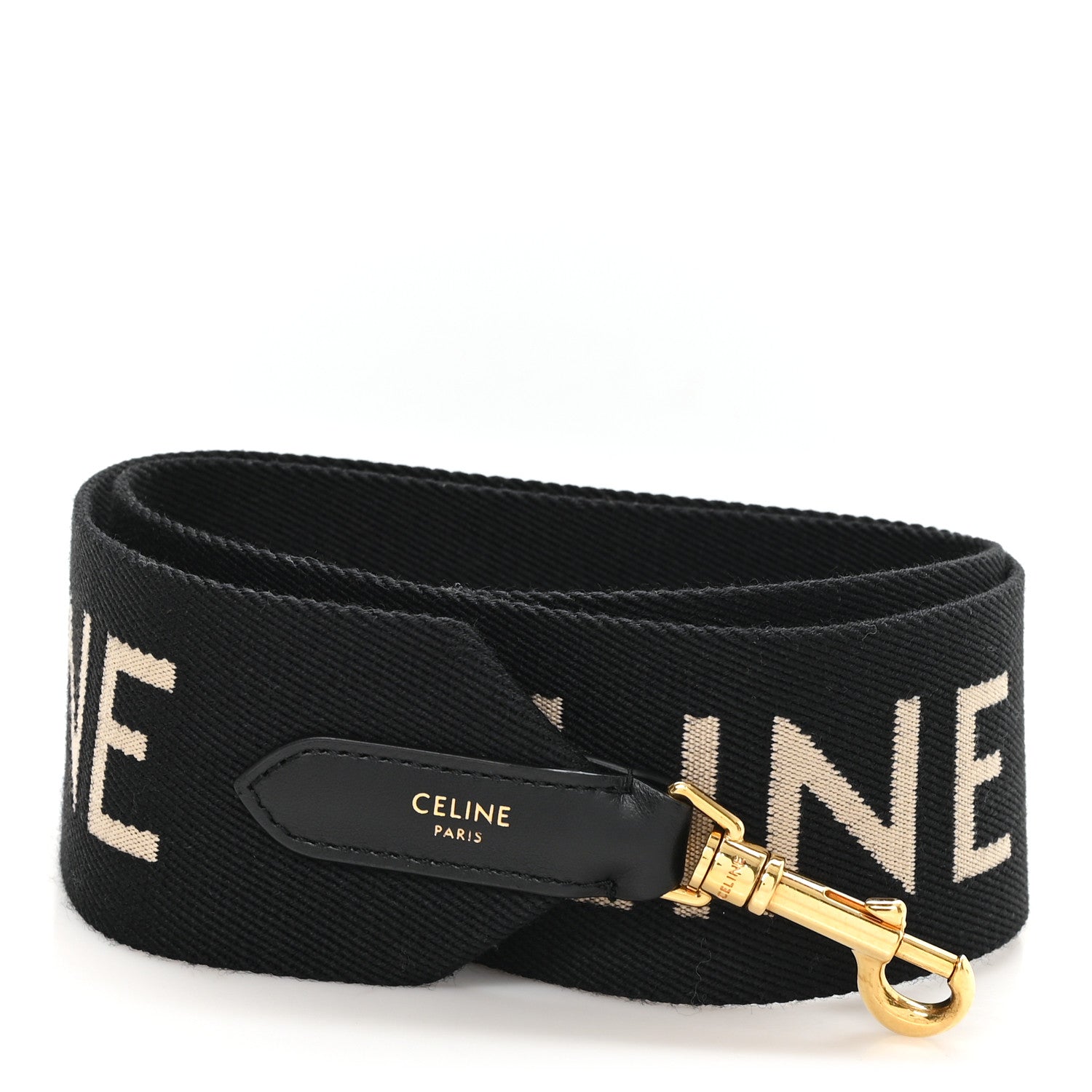 Celine Jacquard Wool Logo Short Strap Black Beige 1874125