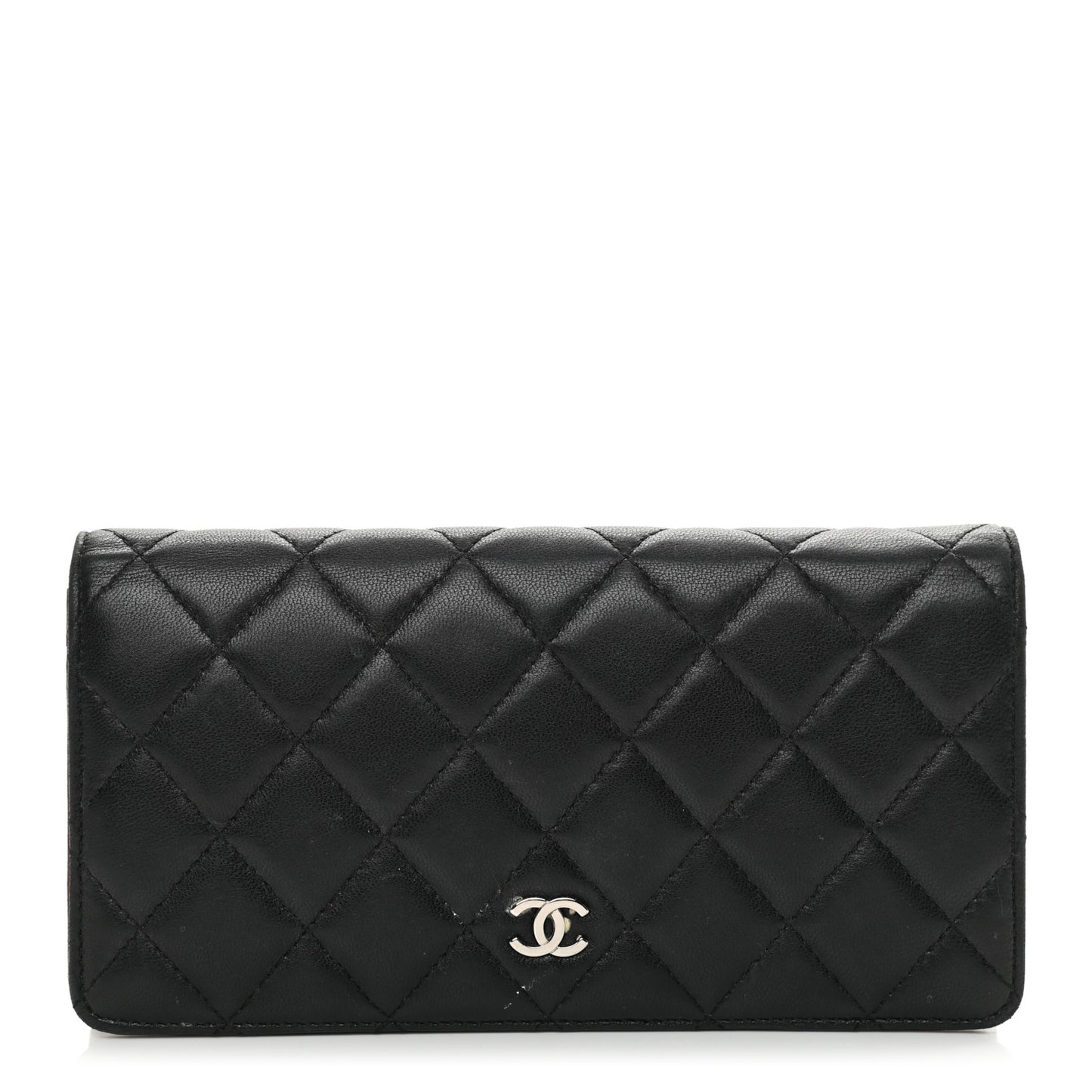 Lambskin Quilted Yen Wallet Black