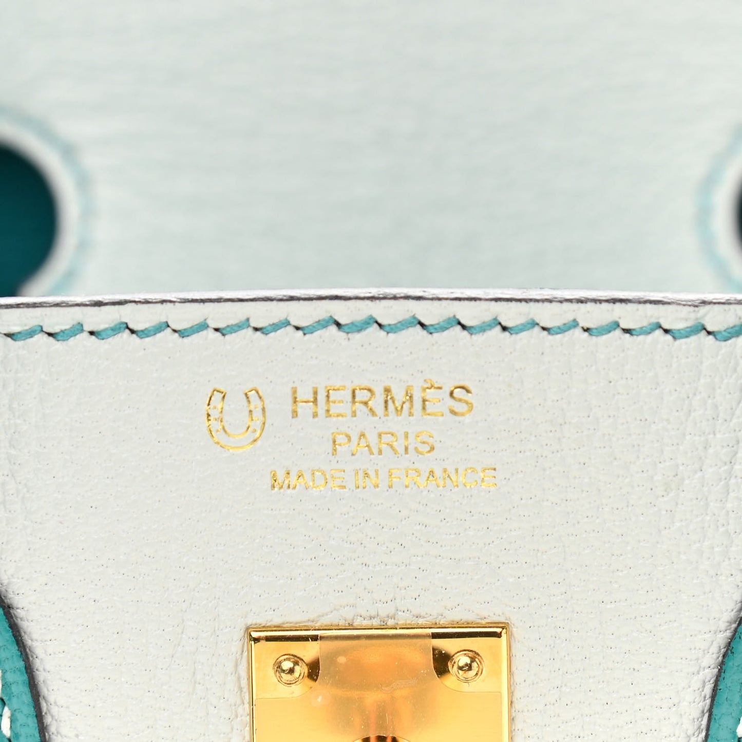 Chevre Mysore Horseshoe Birkin 25 Gris Perle Bleu Paon