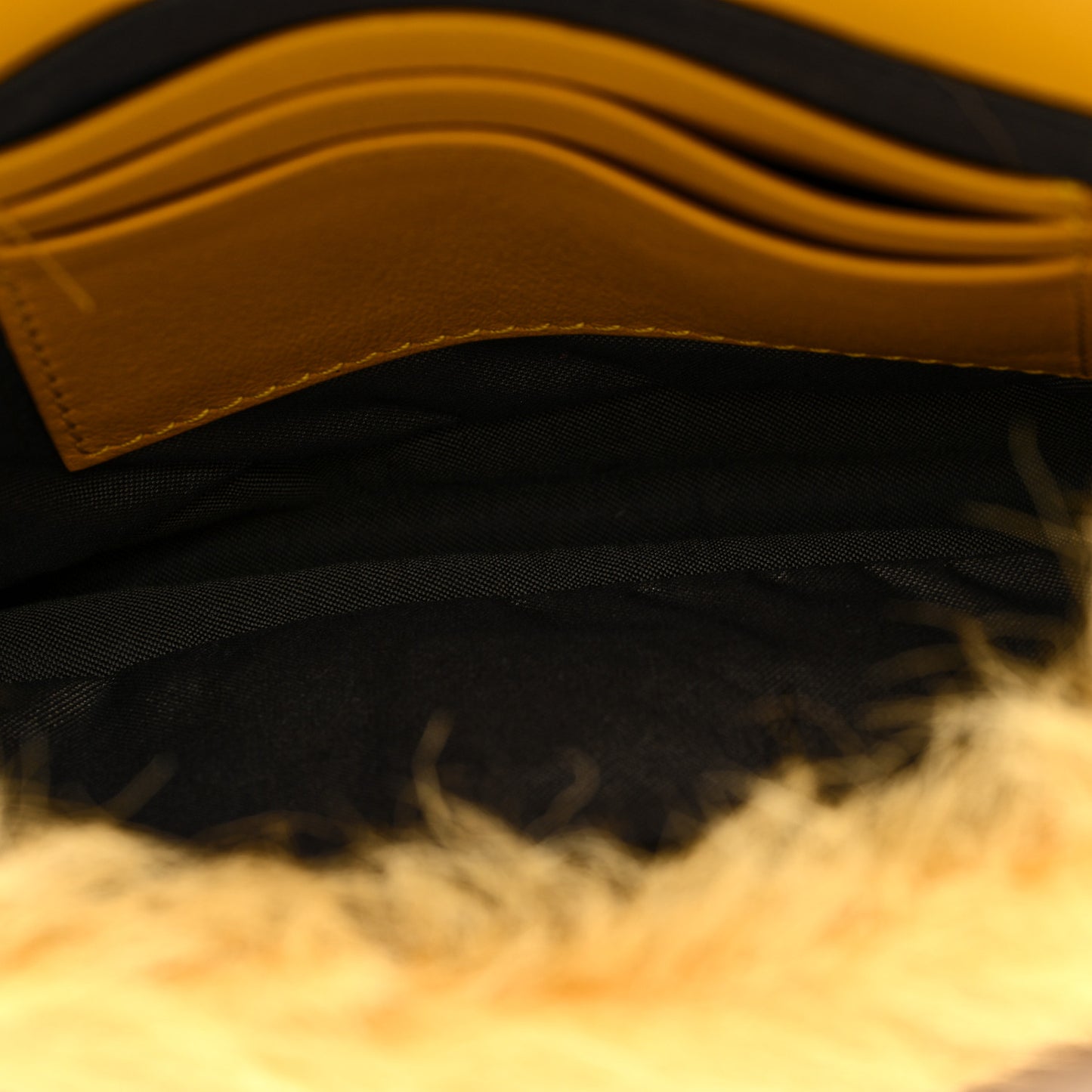 Shearling Shiny Nappa Mini Baguette Yellow