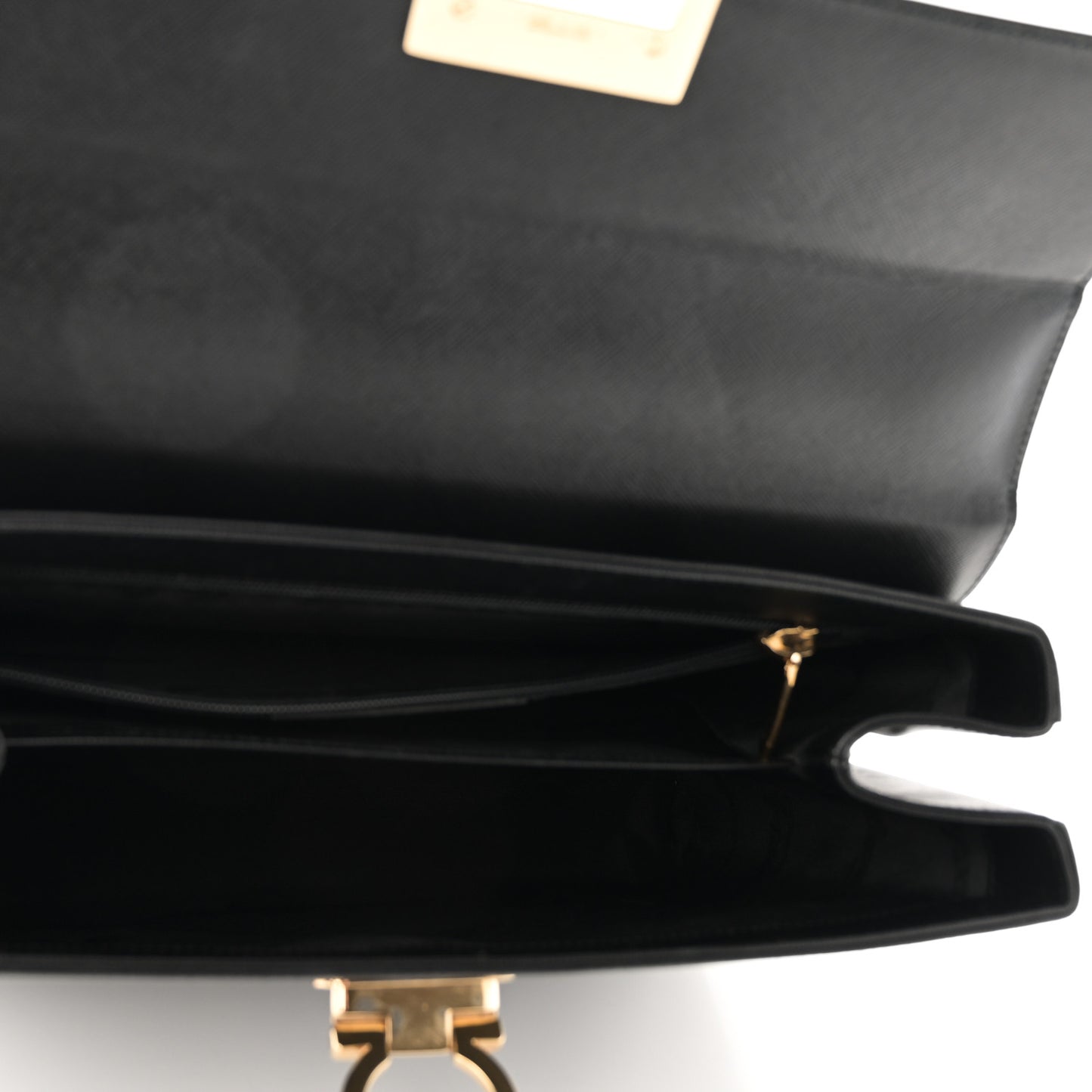 Hammered Calfskin Iconic Large Top Handle Bag Black