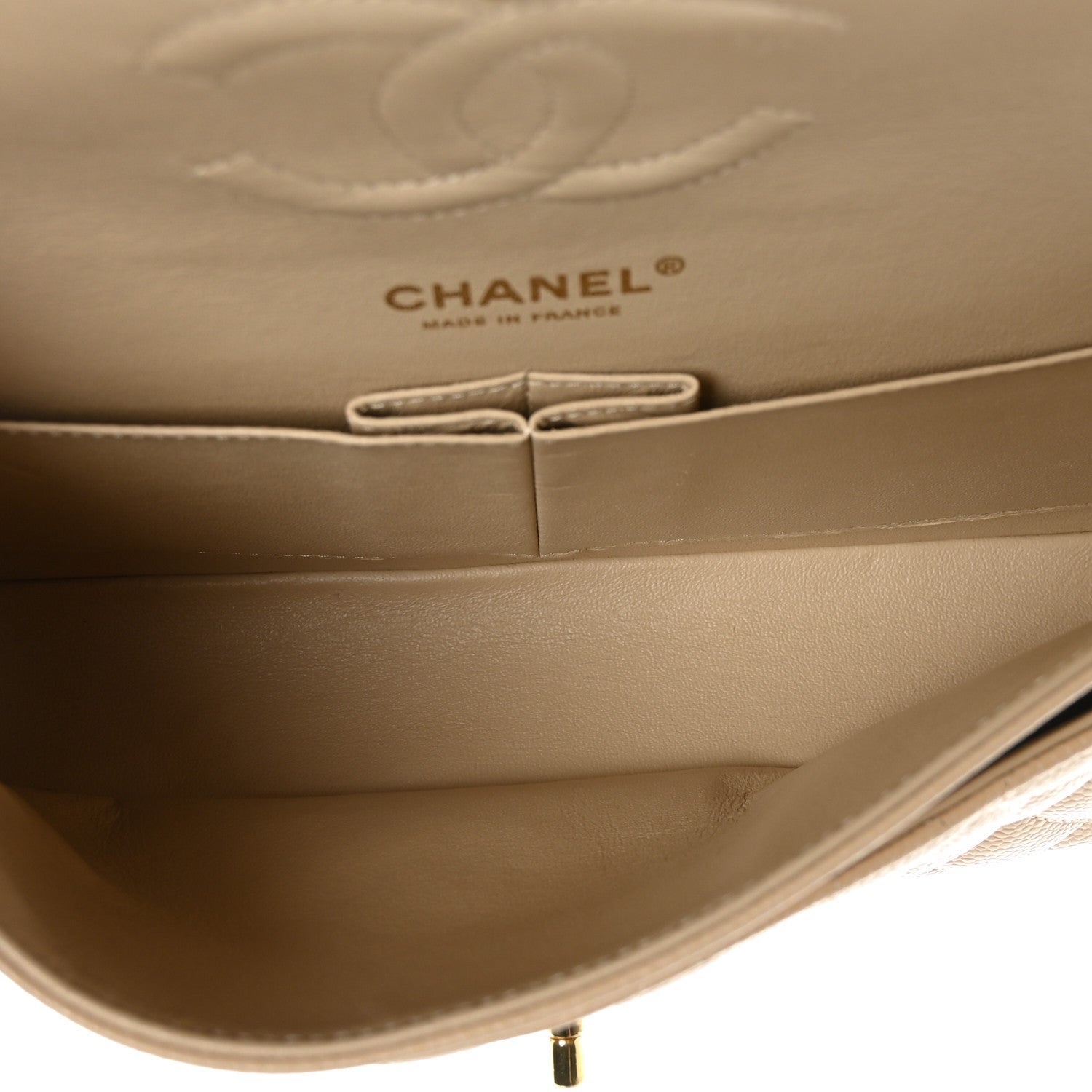 Chanel Caviar Quilted Medium Double Flap Light Beige 4 of 9