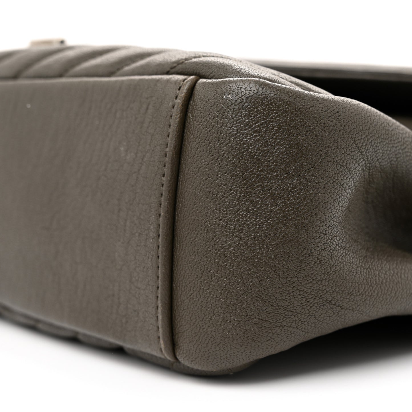 Sheepskin Matelasse Chevron Monogram Large College Satchel Dark Anthracite