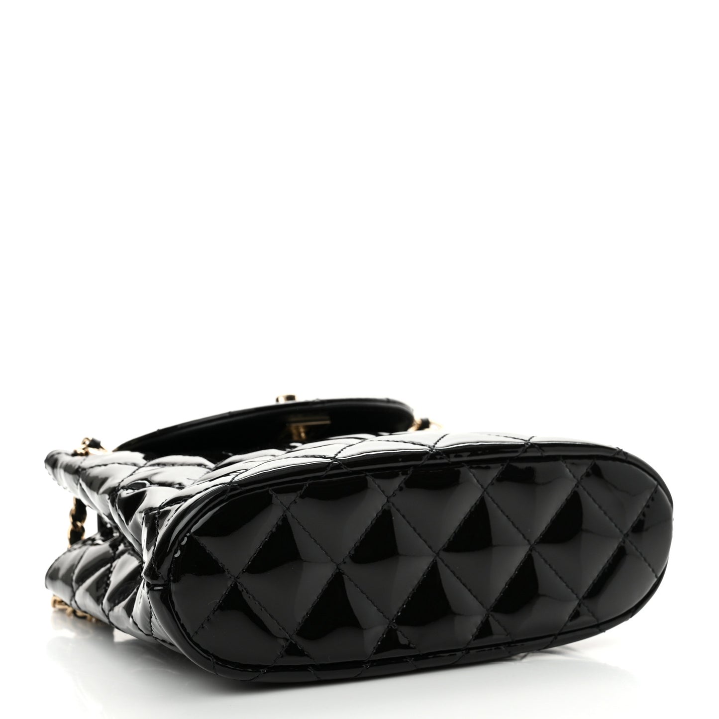 Patent Quilted Shiny Coco Small Flap Hobo Black