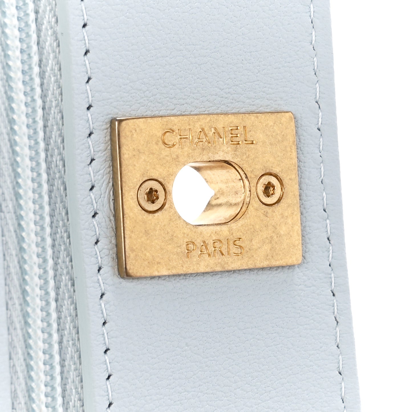 Caviar Quilted Sweetheart Wallet On Chain WOC Light Blue
