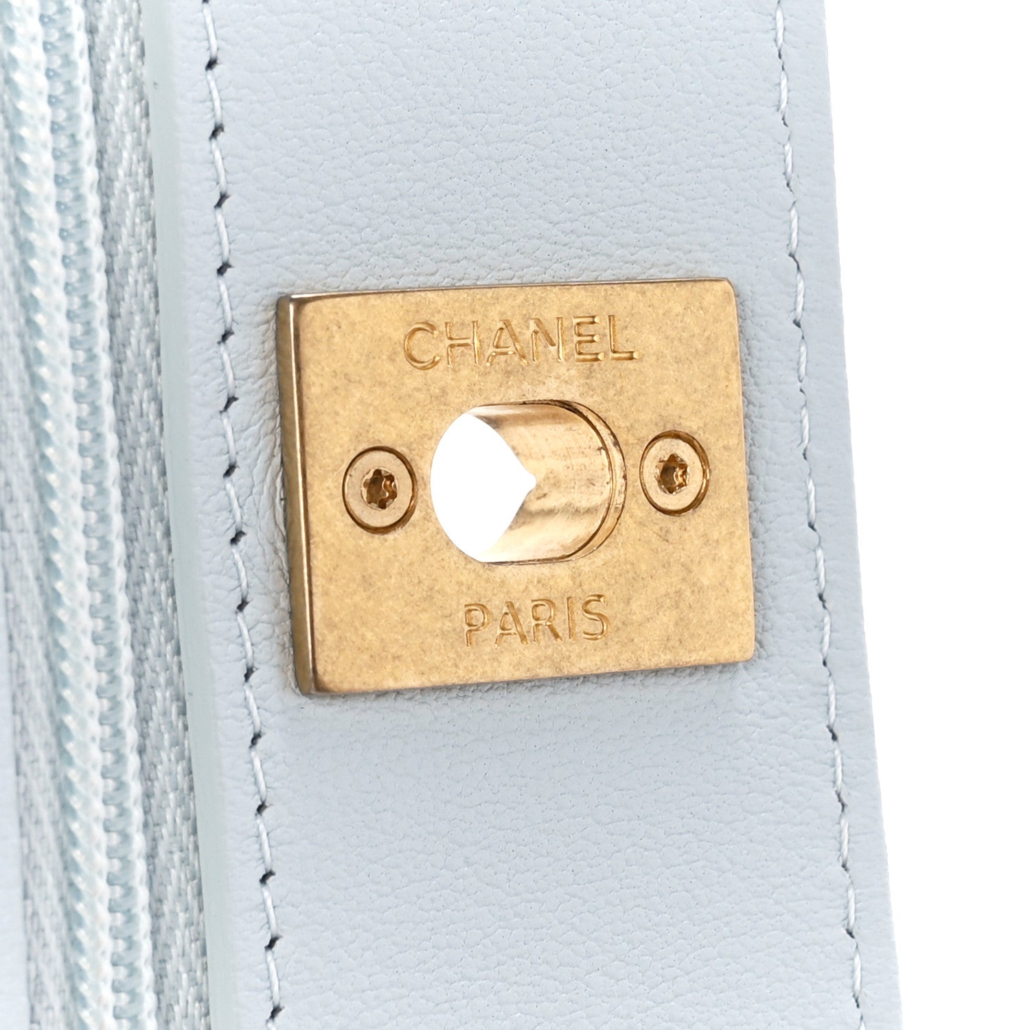 Chanel Caviar Quilted Sweetheart Wallet On Chain WOC Light Blue 7 of 12