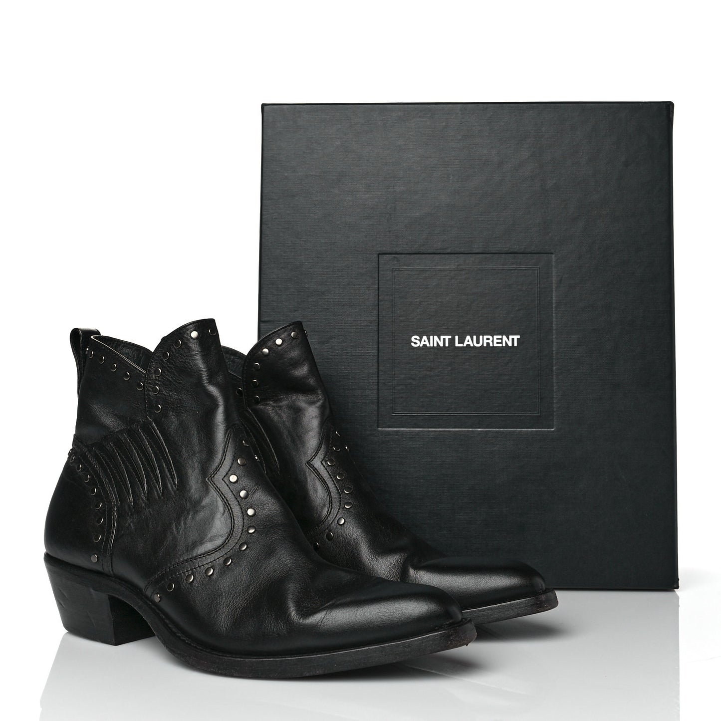 Leather Dakota 50 Stud Bootie 42 Black