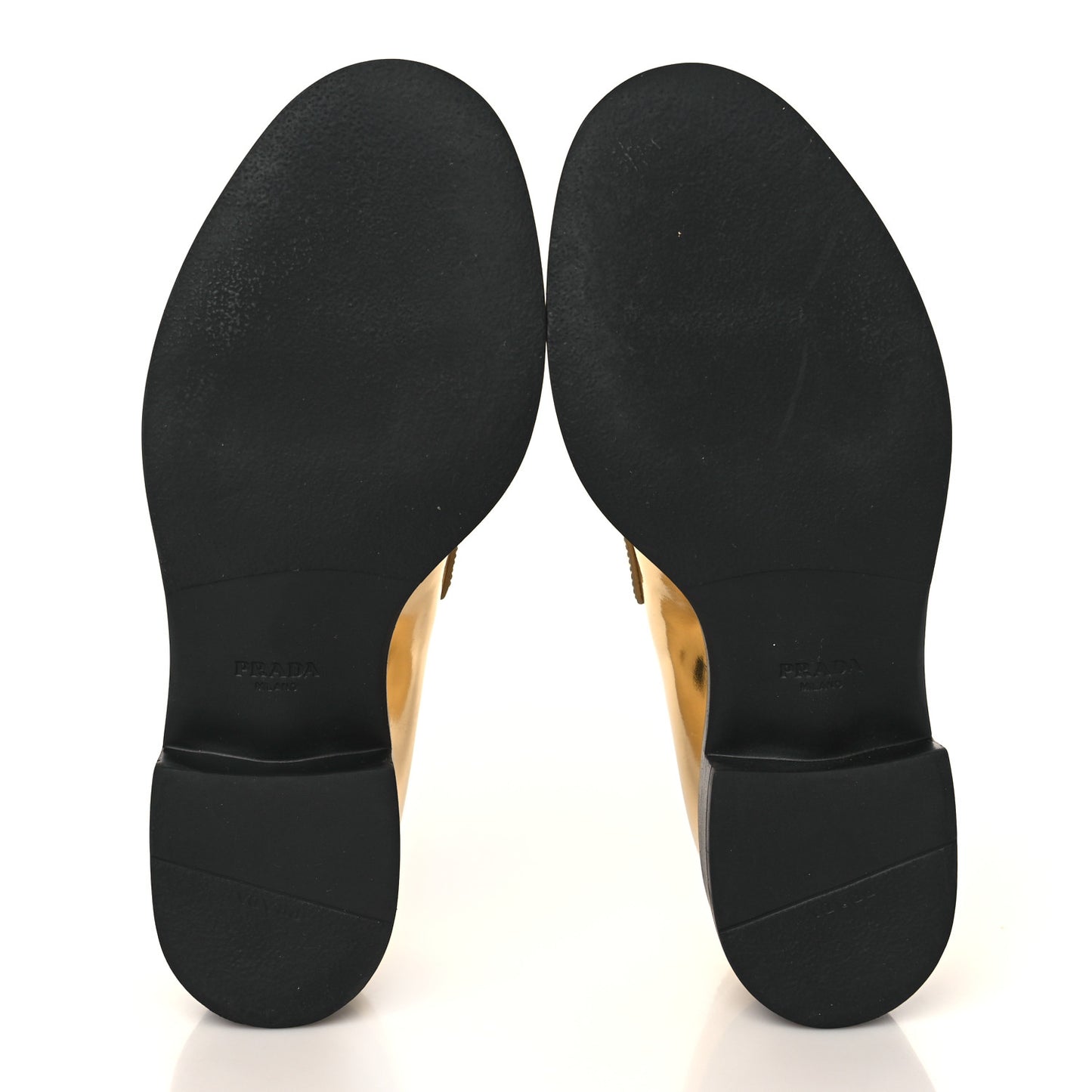 Metallic Brushed Calfskin Metal Triangle Logo 50mm Loafers 39 Platino