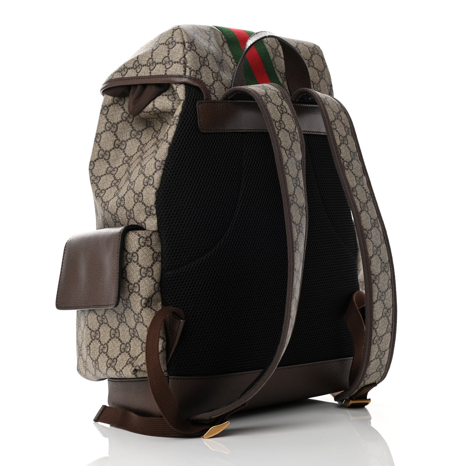 Gucci GG Supreme Monogram Medium Ophidia Double Buckle Backpack Brown 3 of 10