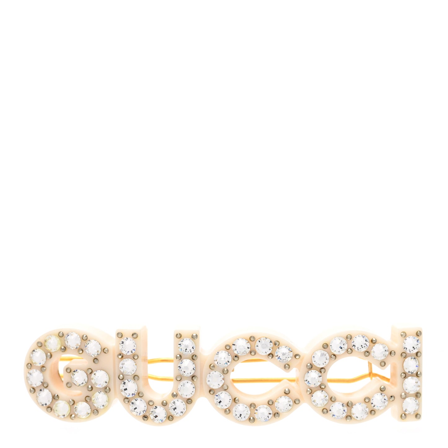 Resin Crystal Logo Hair Slide Ivory