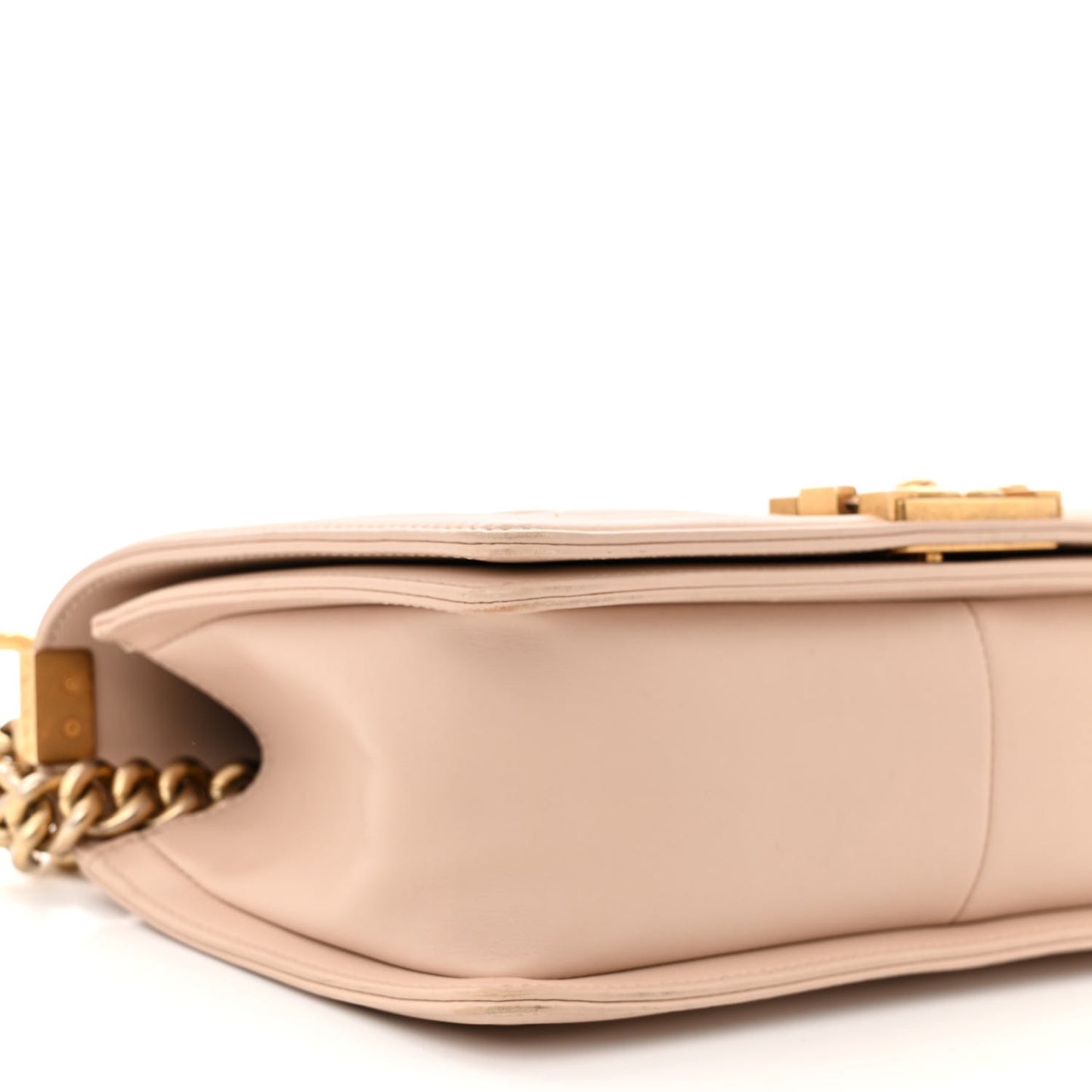 Caviar Suede Calfskin Chevron Medium Boy Flap Beige